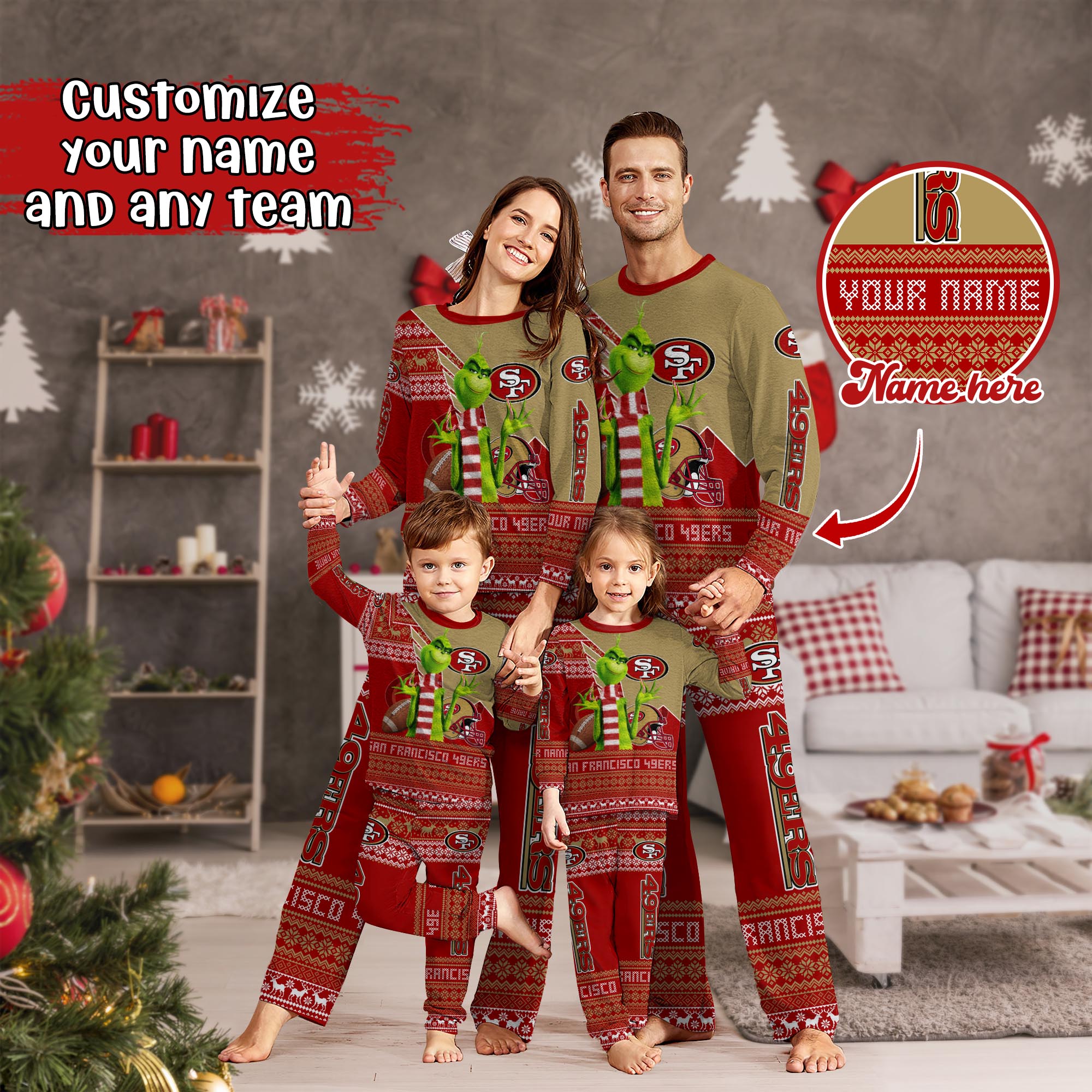 San Francisco 49ers Xmas Pajamas For Sport Family, Custom Sport PJ For This Season NA44974