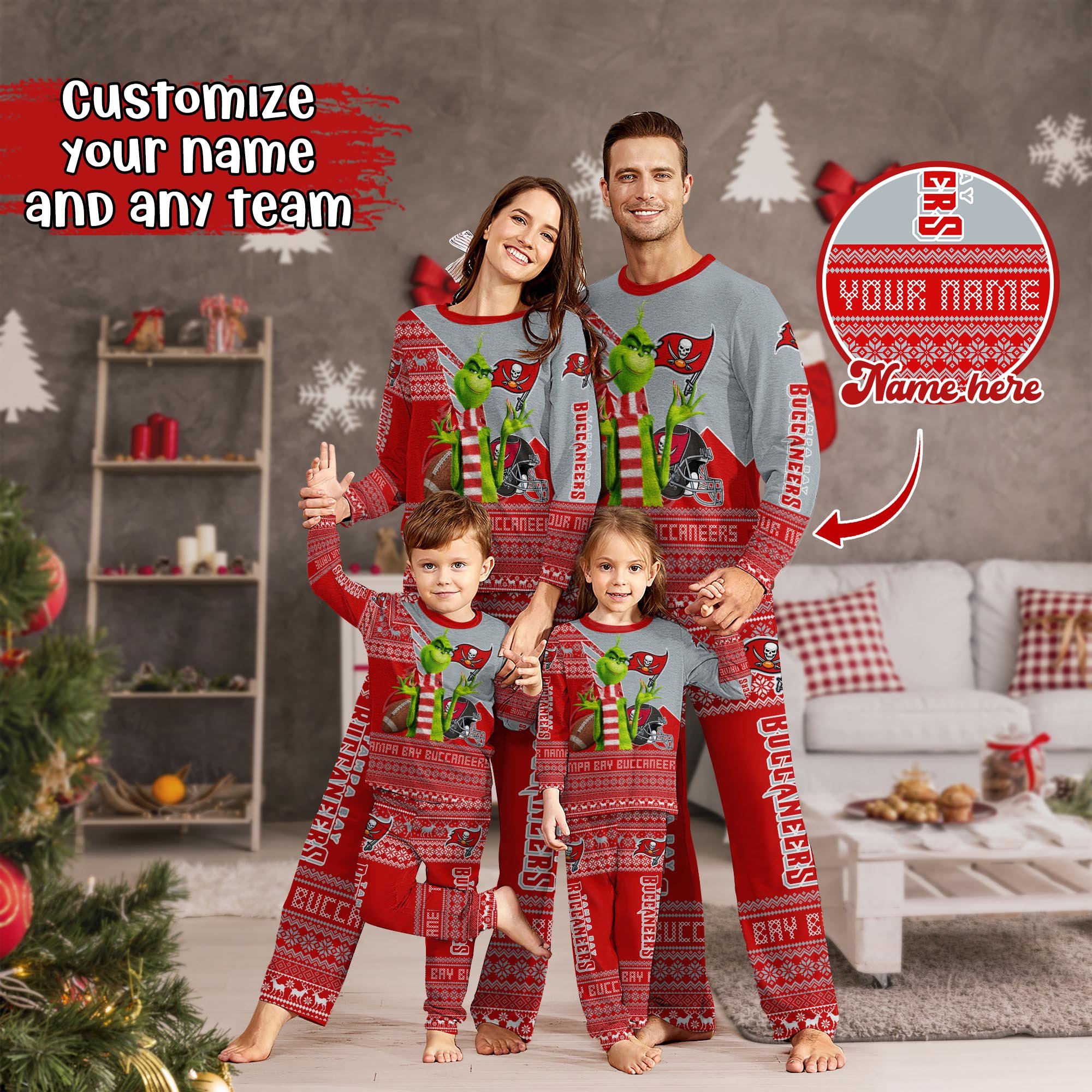 Tampa Bay Buccaneers Xmas Pajamas For Sport Family, Custom Sport PJ For This Season NA44974