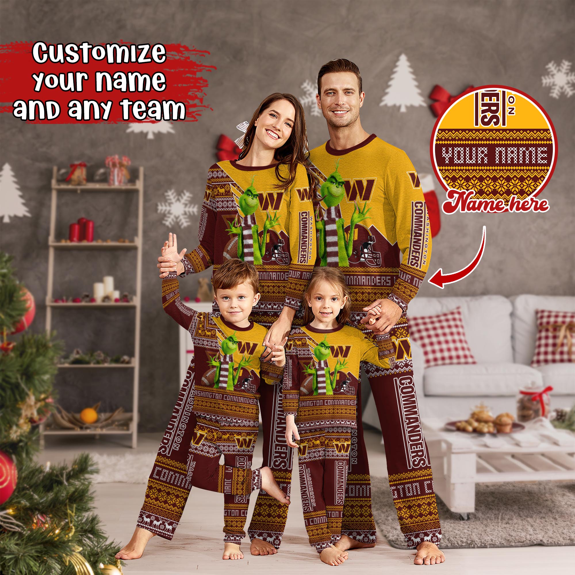 Washington Commanders Xmas Pajamas For Sport Family, Custom Sport PJ For This Season NA44974