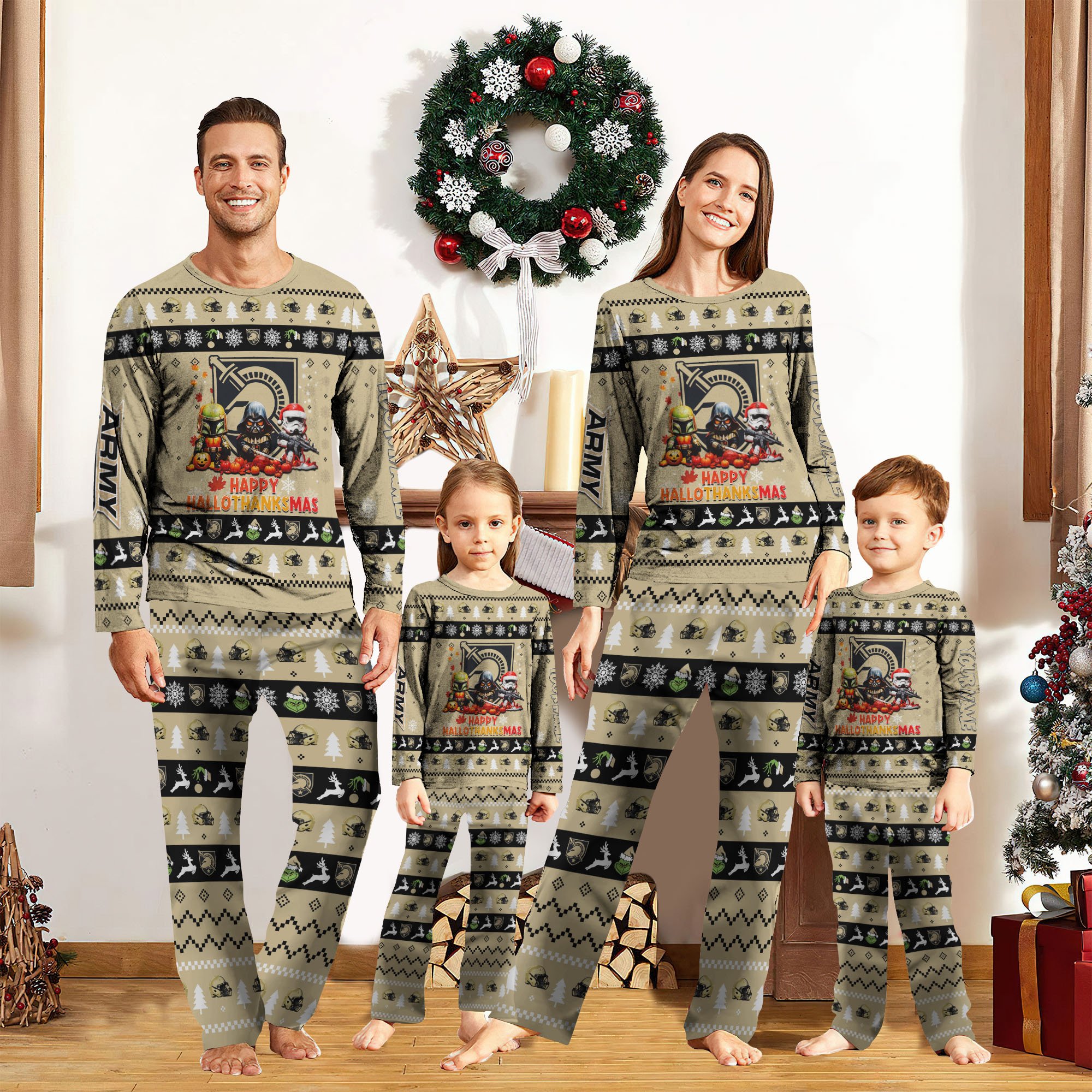 Army Black Knights Sport Pajamas 2024 Version Custom Your Name, Happy HalloThanksMas, Christmas Pajamas For Family, Gifts For Sport Fans ETRG-62141