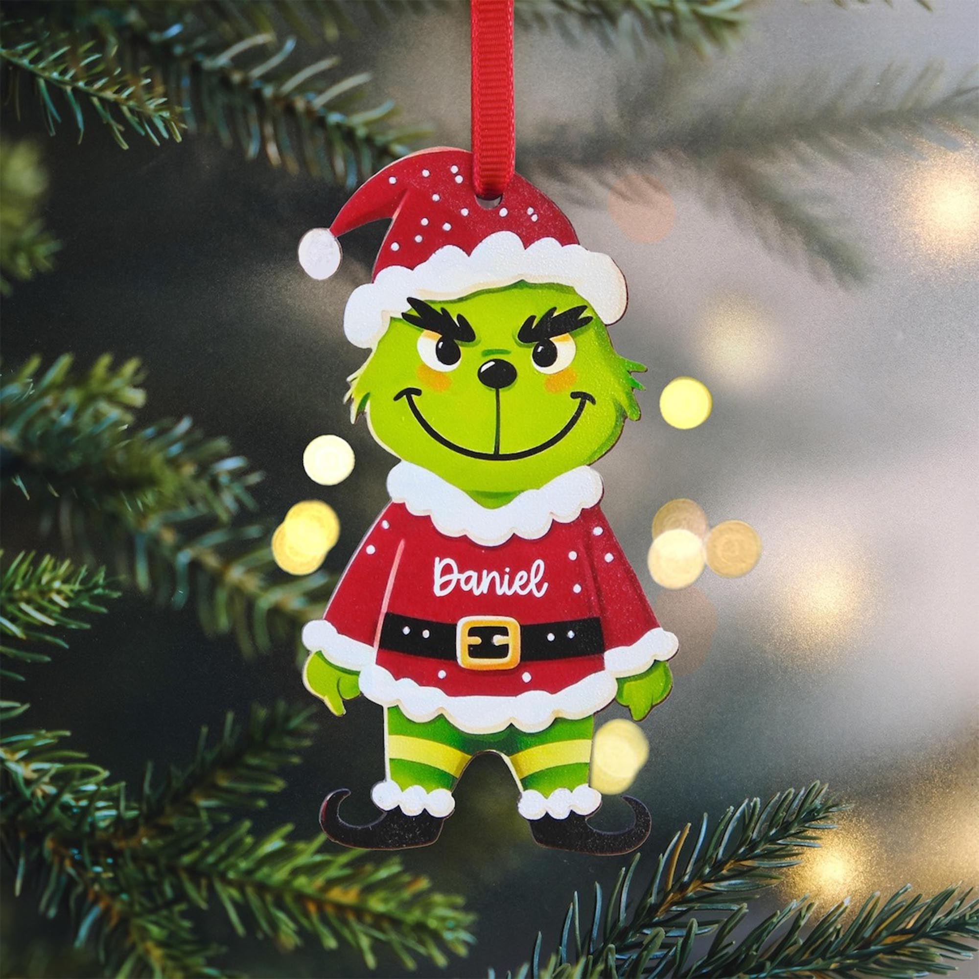 Christmas Wooden Ornament Custom Shape 1 Layer Custom Your Name And Style, Grinch Ornament, Christmas Gift, Gift For Kid ETRG-62430