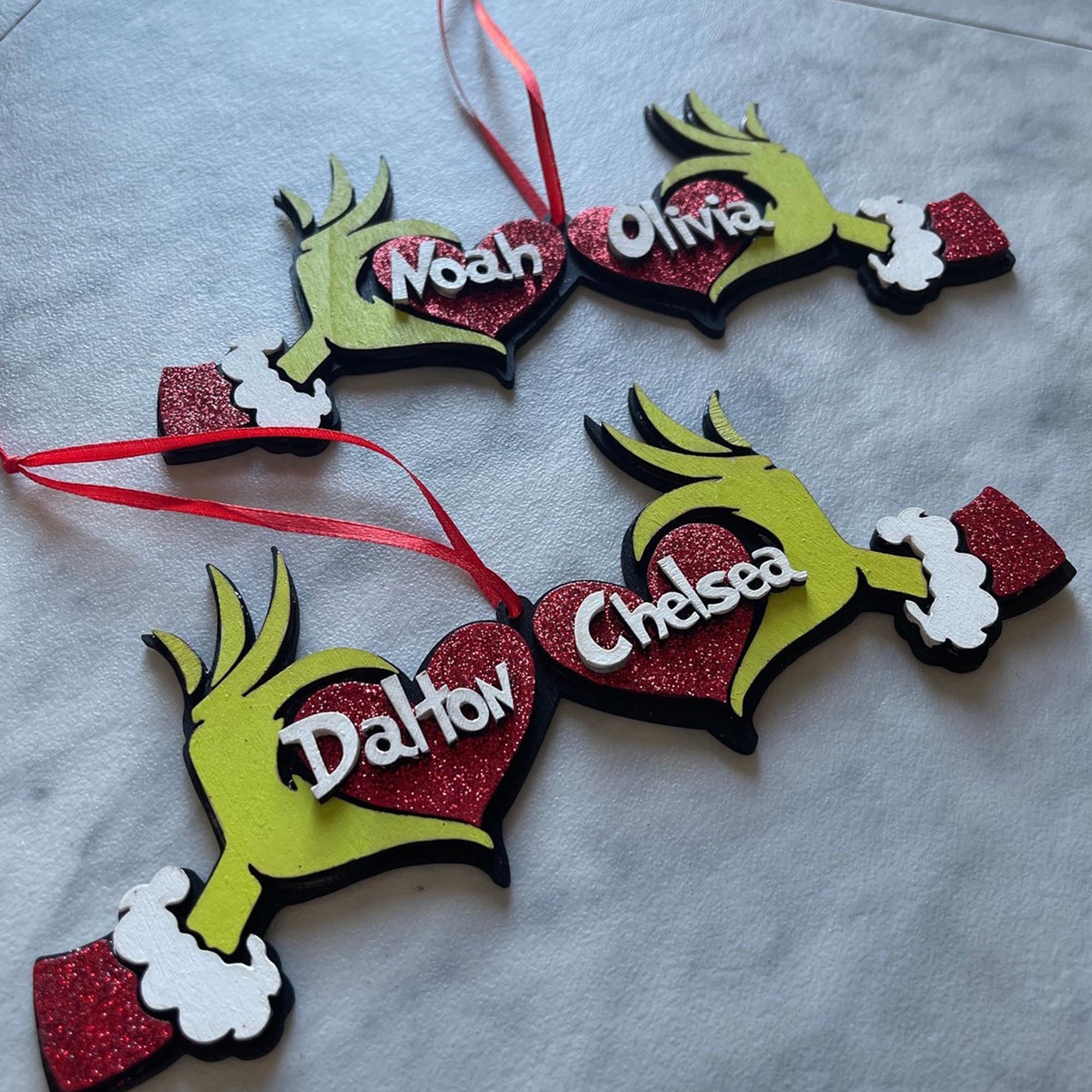 Grinch 3 Layered Piece Wooden Ornament Custom Your Name, Christmas Ornament, Christmas Gift For Couples, Gift For Family ETRG-62442