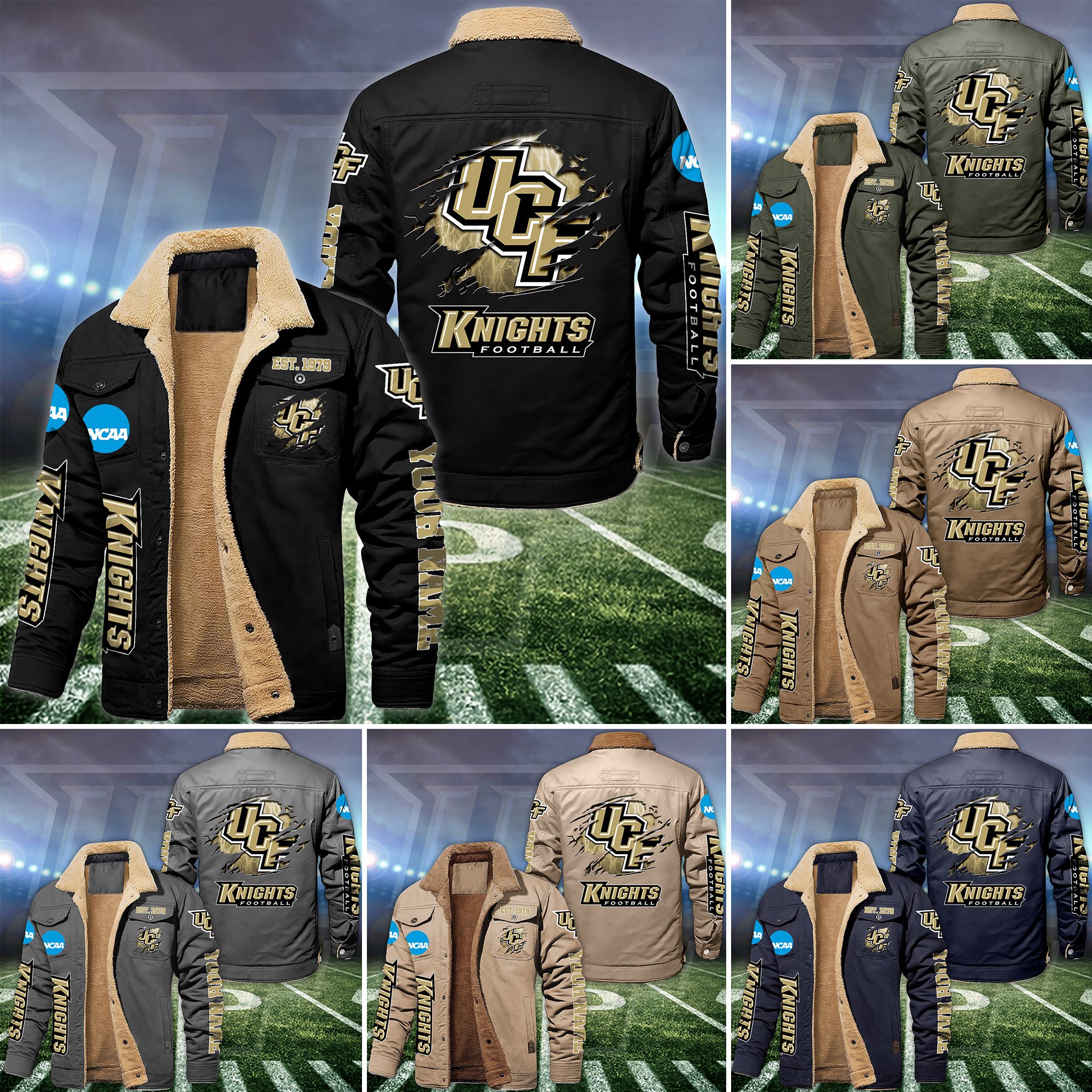 UCF Knights  Fleece Lined Cargo Jacket Custom Your Name 2024 version, Sport  Fleece Jacket, FootBall Fan Gift EHIVM-53730