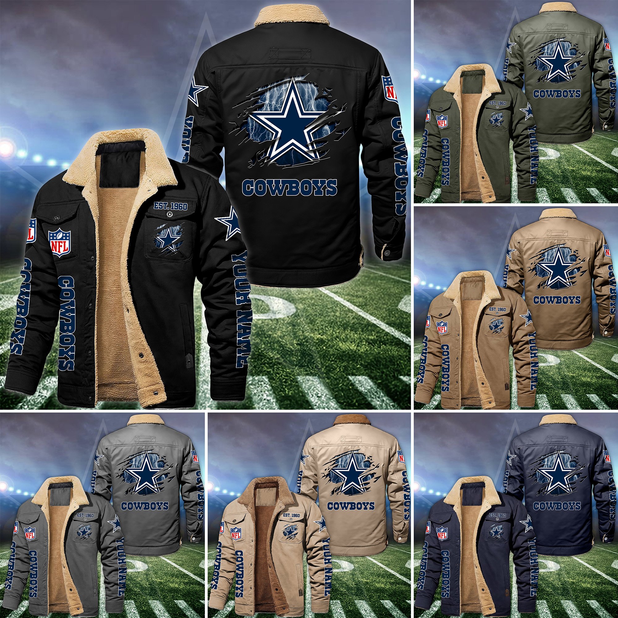 Dallas Cowboys  Fleece Lined Cargo Jacket Custom Your Name 2024 version , Sport  Fleece Jacket, FootBall Fan Gift EHIVM-53734