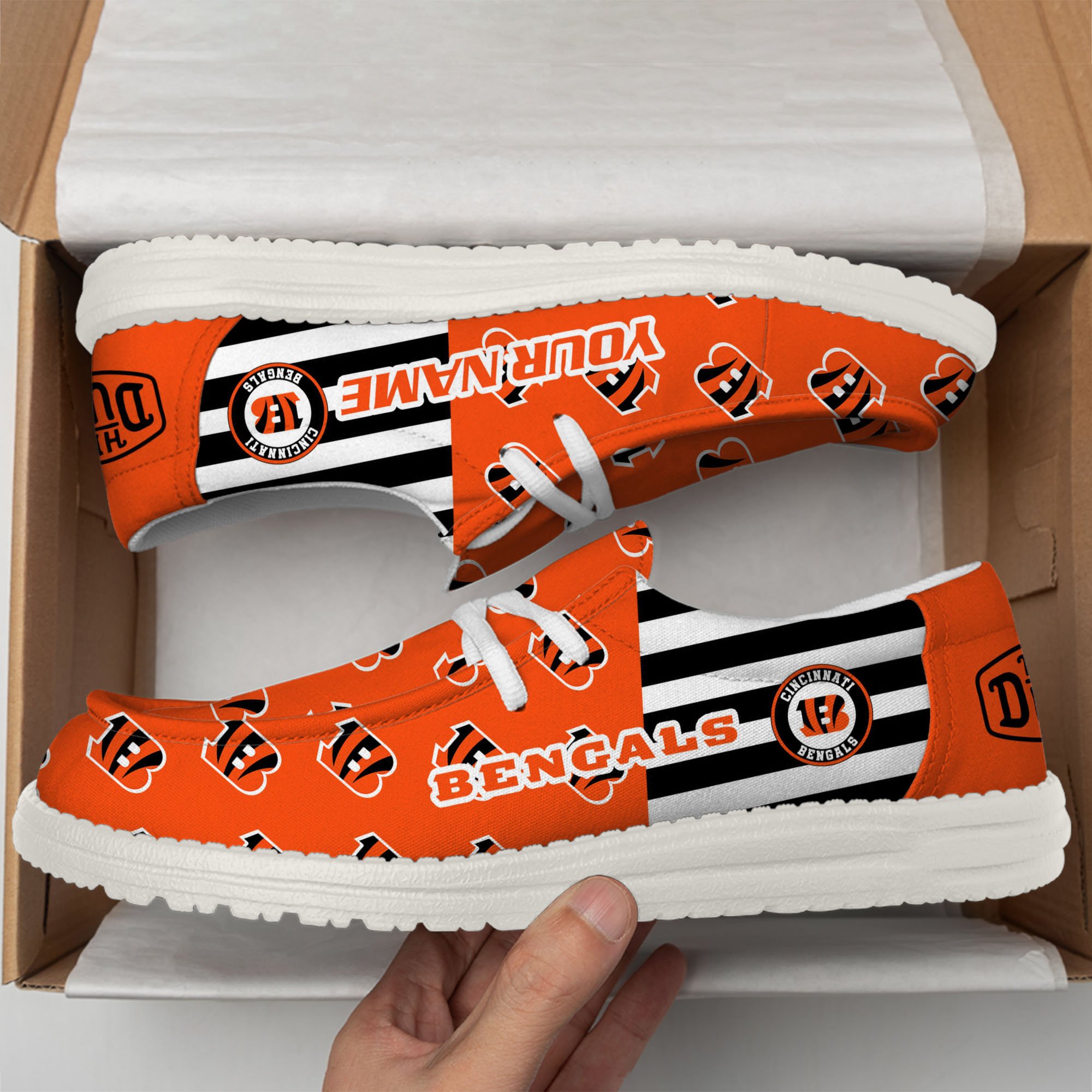 Cincinnati Bengals Hey Dude Shoes Custom Your Name 2024 version, Sport Shoes For Fan, Fan Gifts EHIVM-60787