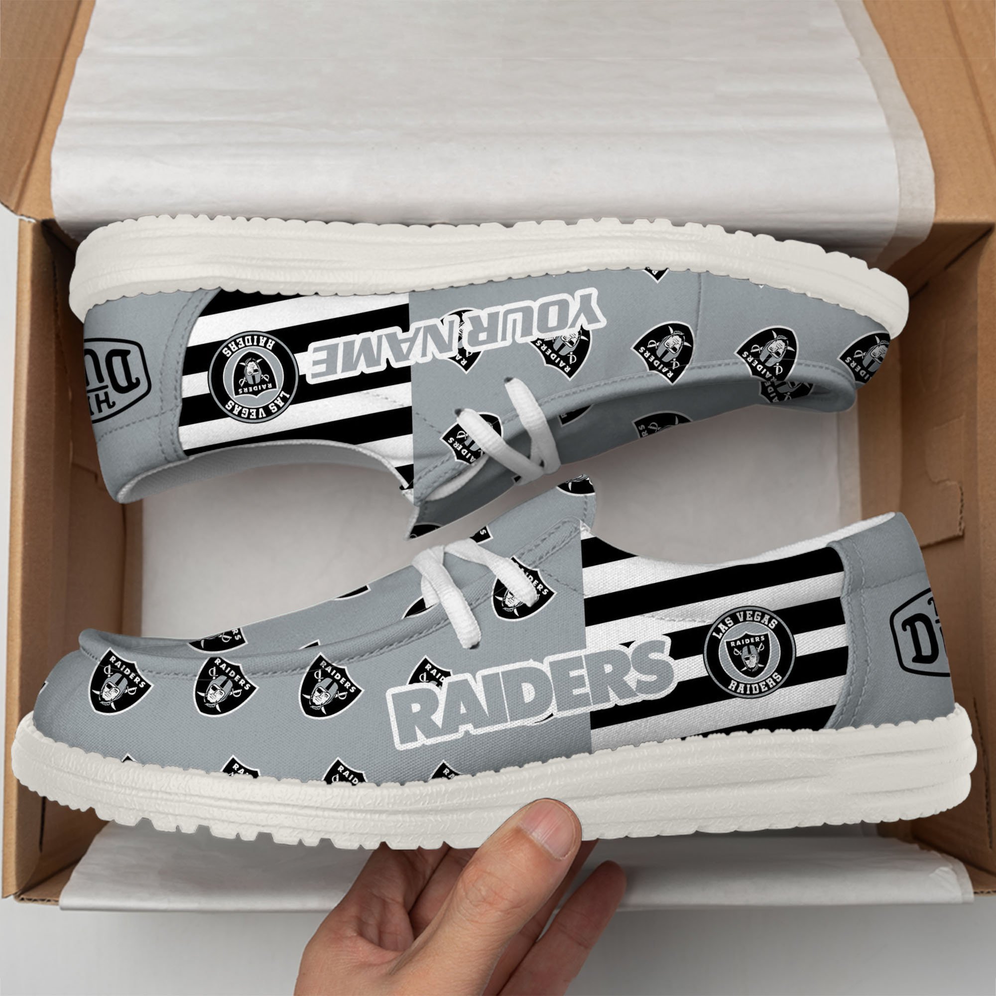 Las Vegas Raiders Hey Dude Shoes Custom Your Name 2024 version, Sport Shoes For Fan, Fan Gifts EHIVM-60787