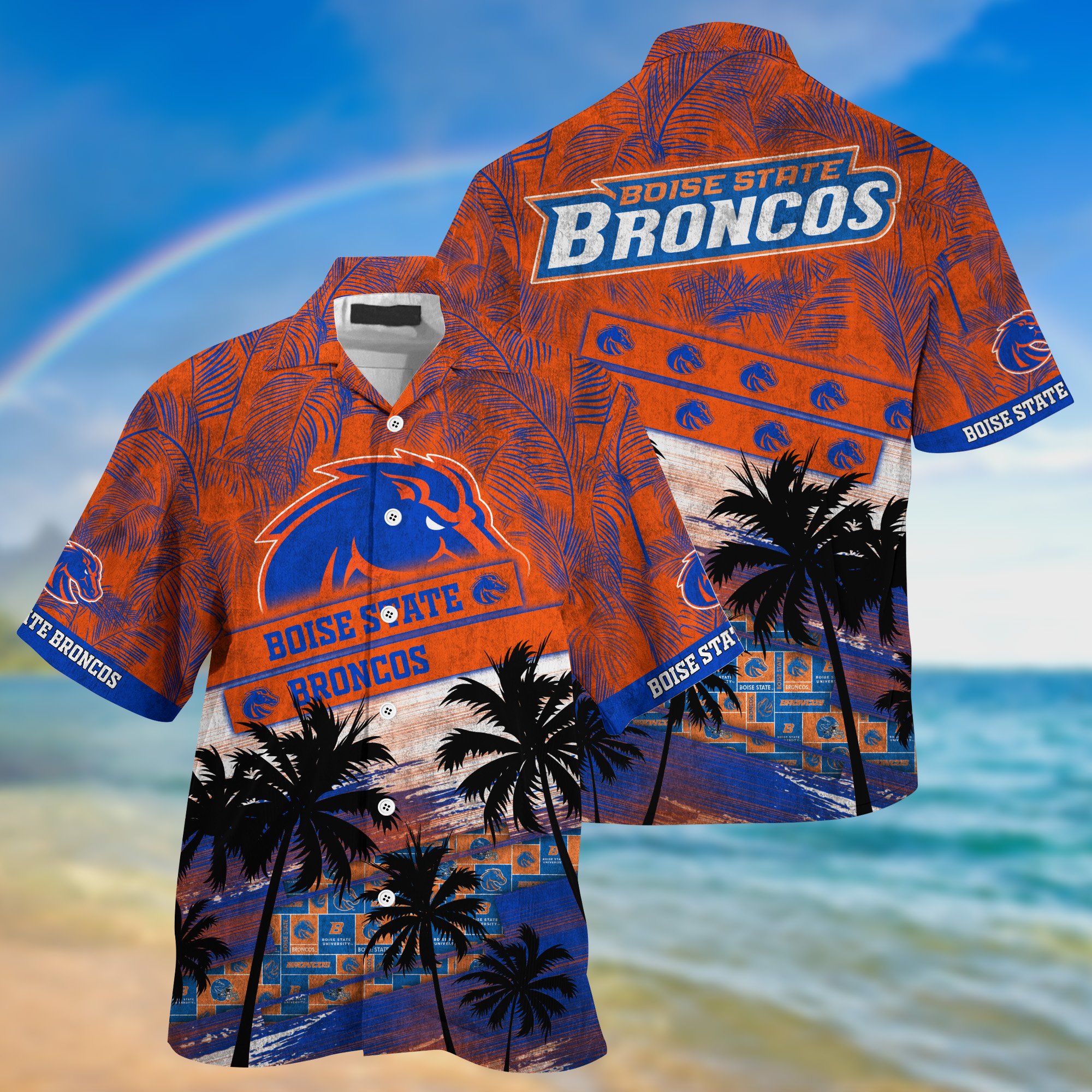 Boise State Broncos Palm Tree Pattern Hawaii Shirt For Sports Fans, Custom Sport Hawaii Shirt NA32896