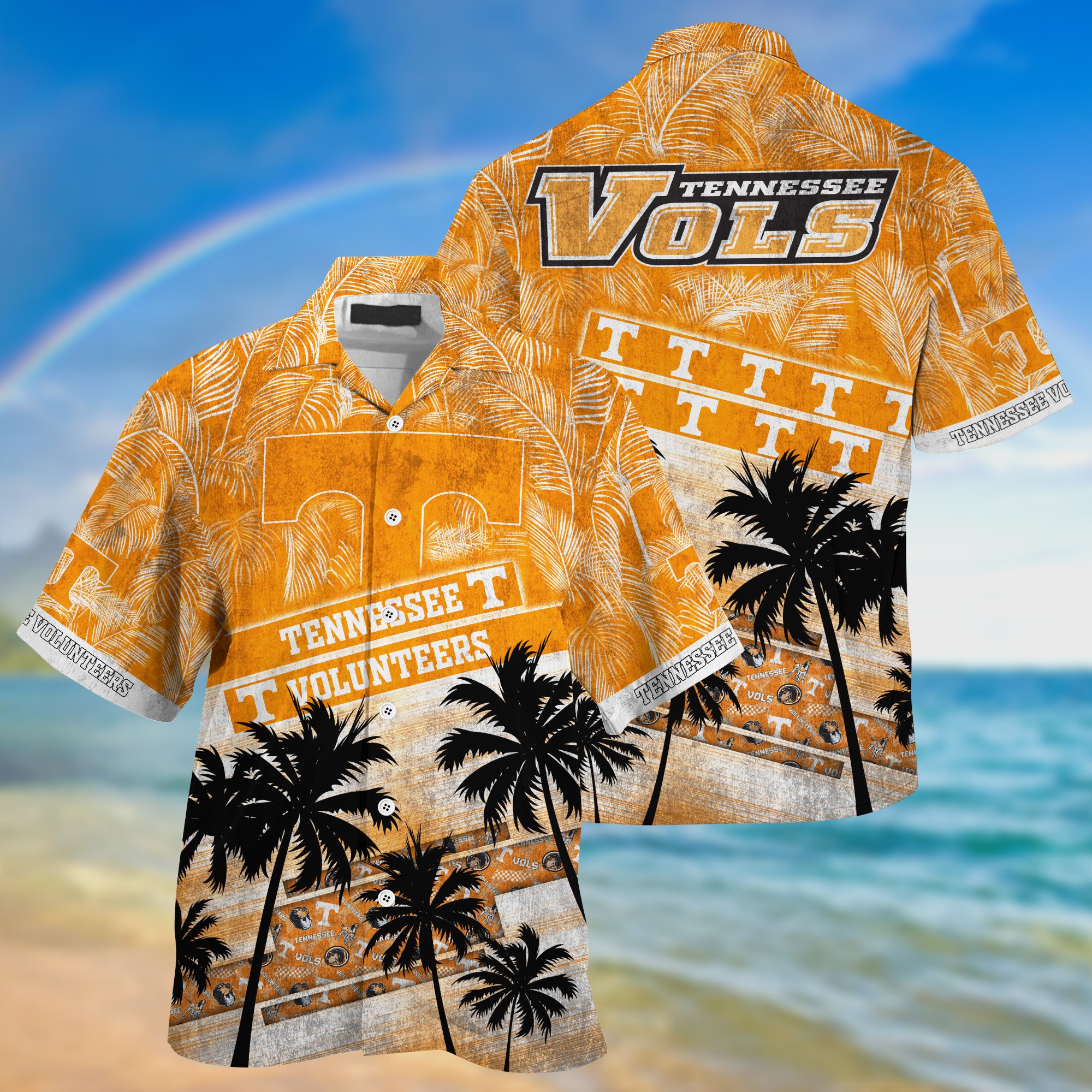 Tennessee Volunteers Palm Tree Pattern Hawaii Shirt For Sports Fans, Custom Sport Hawaii Shirt NA32896