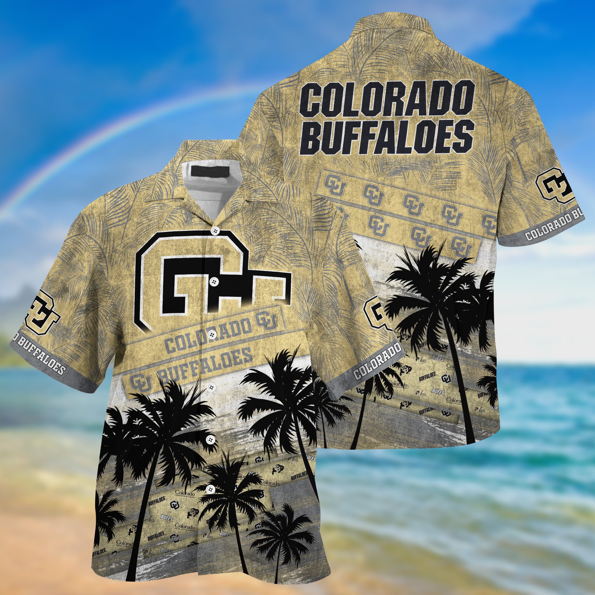 Colorado Buffaloes Palm Tree Pattern Hawaii Shirt For Sports Fans, Custom Sport Hawaii Shirt NA32896