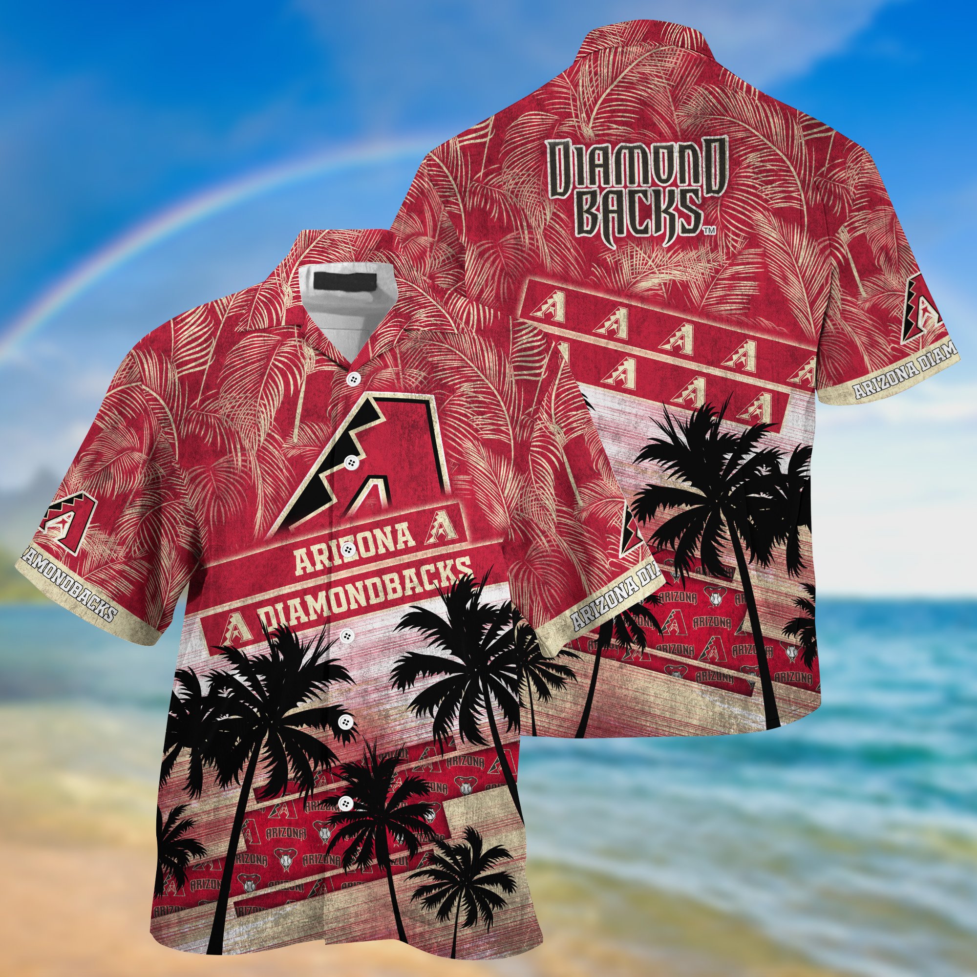 Arizona Diamondbacks Palm Tree Pattern Hawaii Shirt For Sports Fans, Custom Sport Hawaii Shirt NA32896