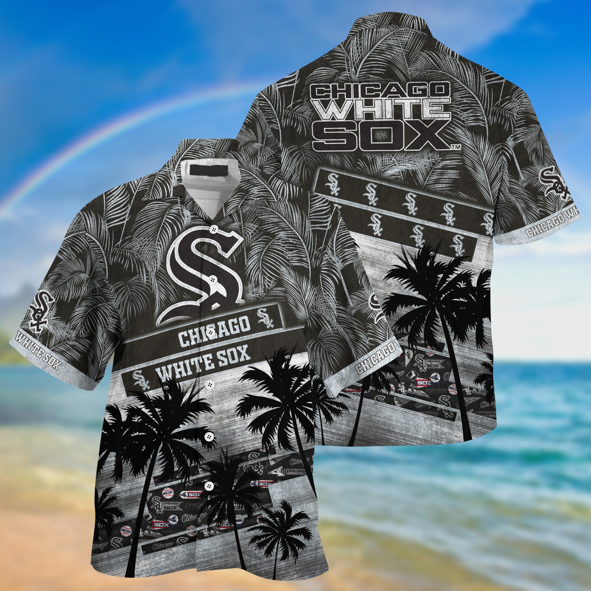 Chicago White Sox Palm Tree Pattern Hawaii Shirt For Sports Fans, Custom Sport Hawaii Shirt NA32896