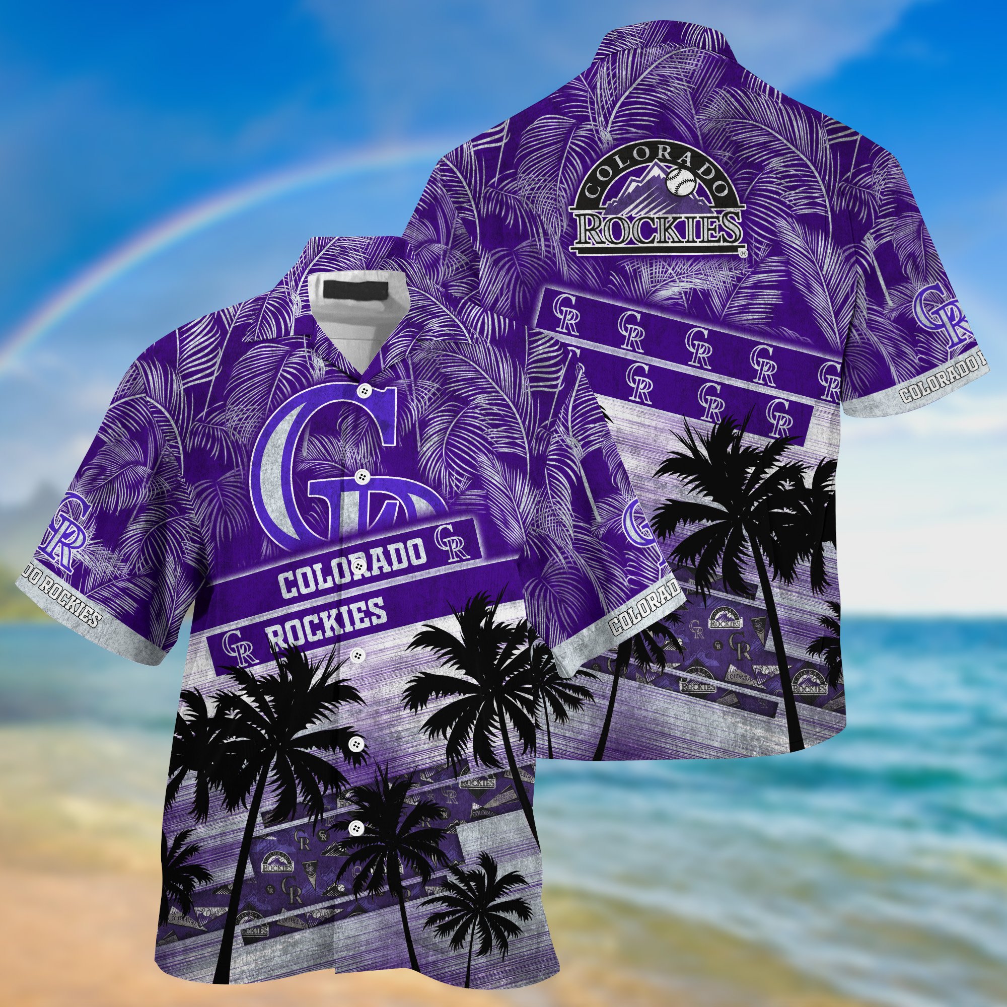 Colorado Rockies Palm Tree Pattern Hawaii Shirt For Sports Fans, Custom Sport Hawaii Shirt NA32896