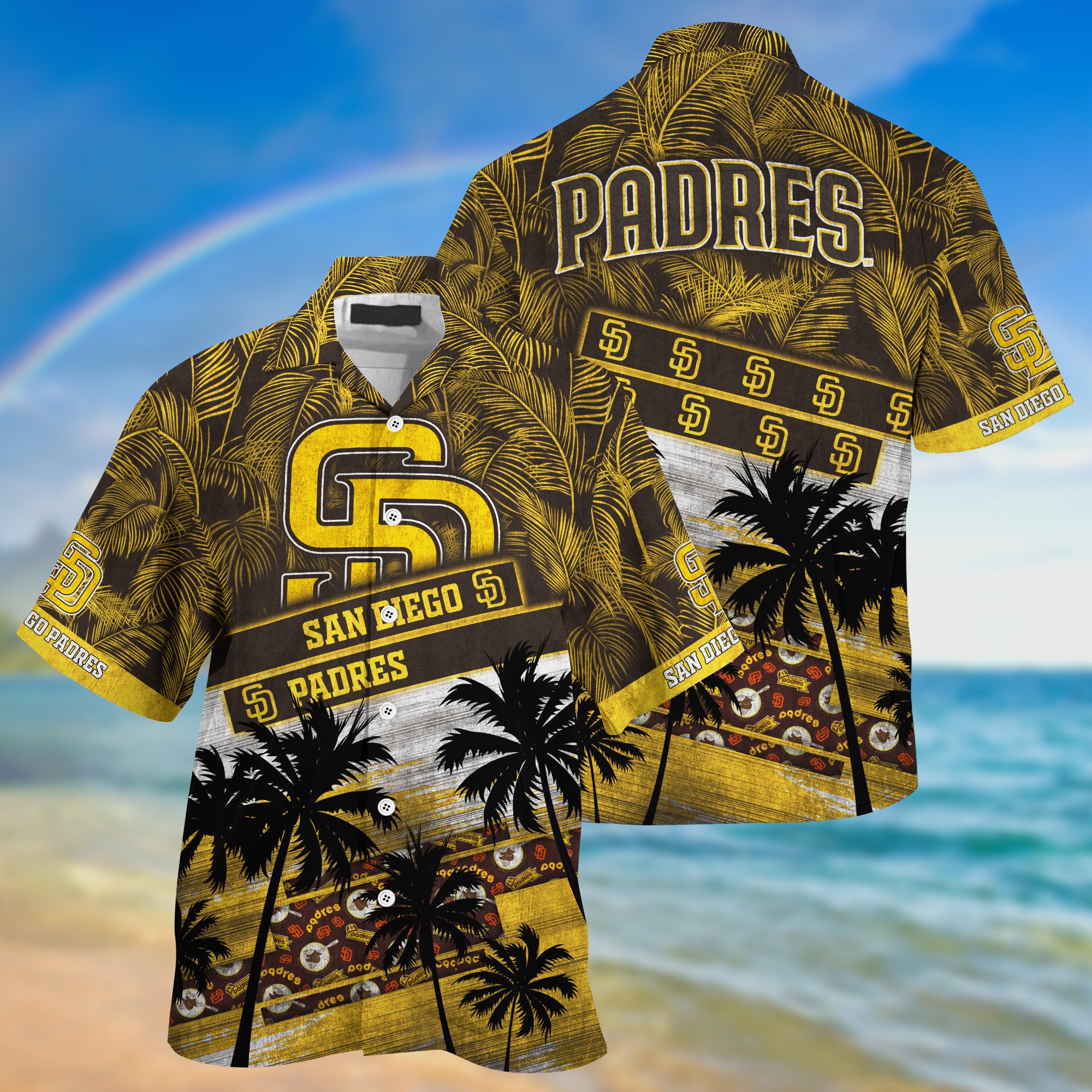 San Diego Padres Palm Tree Pattern Hawaii Shirt For Sports Fans, Custom Sport Hawaii Shirt NA32896