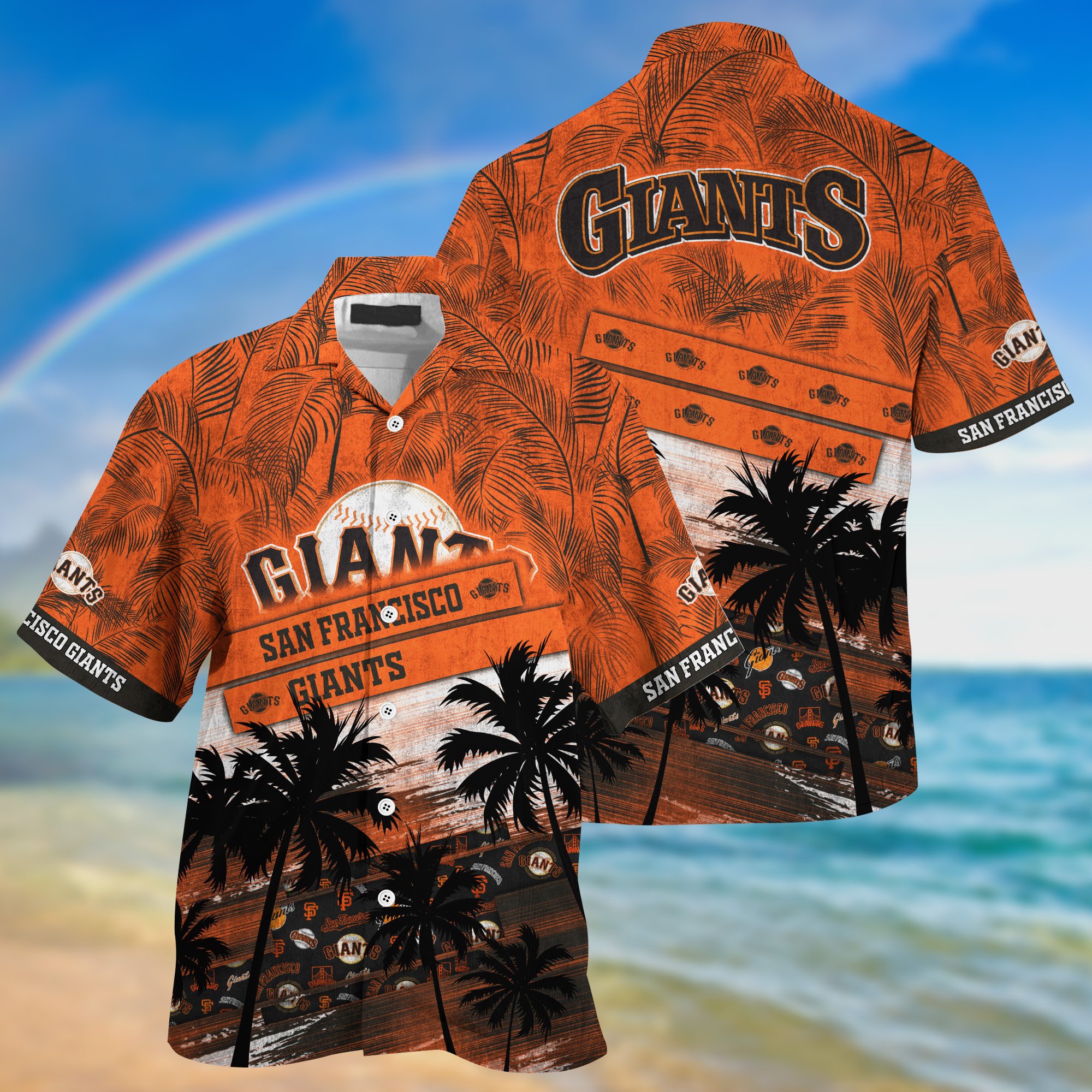 San Francisco Giants Palm Tree Pattern Hawaii Shirt For Sports Fans, Custom Sport Hawaii Shirt NA32896