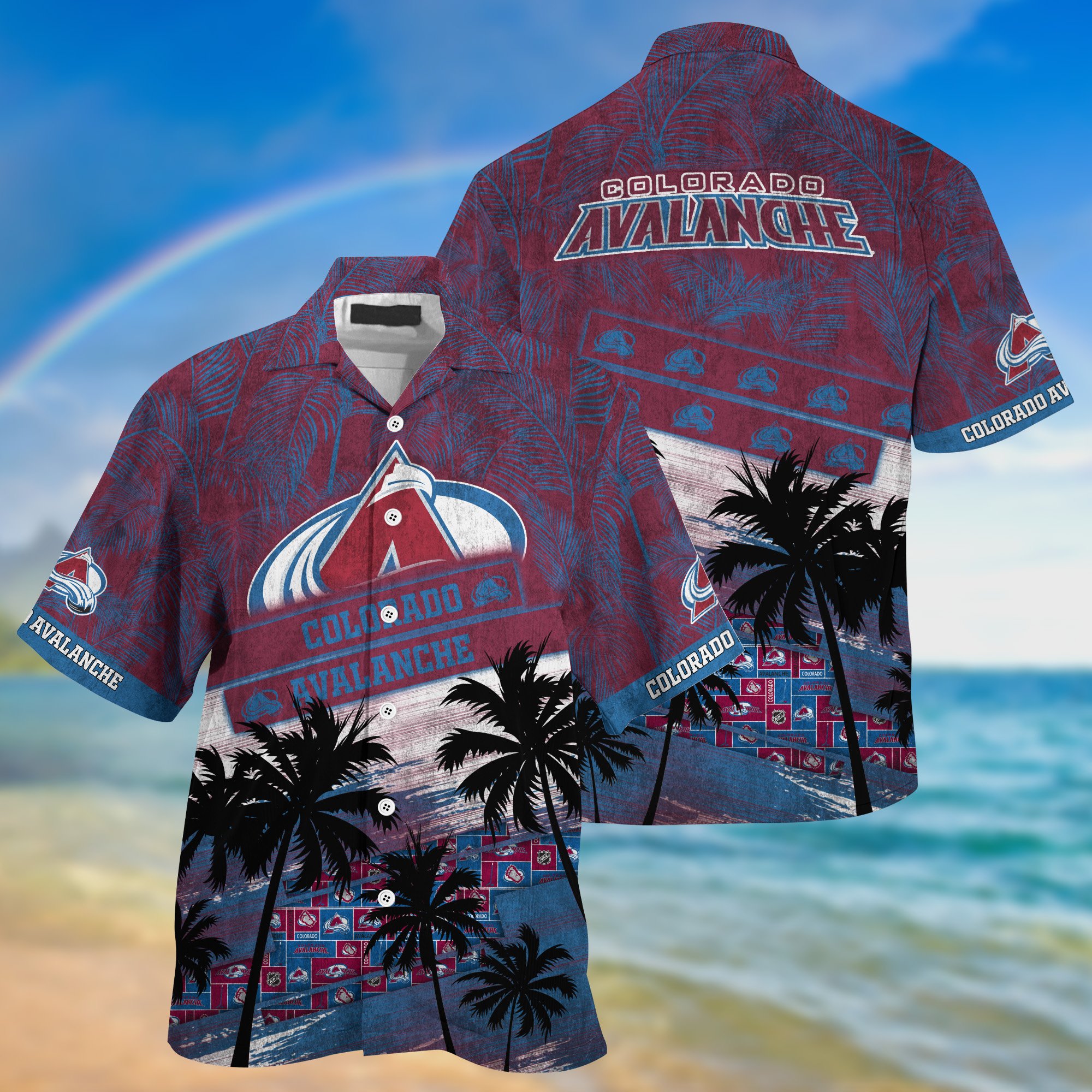 Colorado Avalanche Palm Tree Pattern Hawaii Shirt For Sports Fans, Custom Sport Hawaii Shirt NA32896