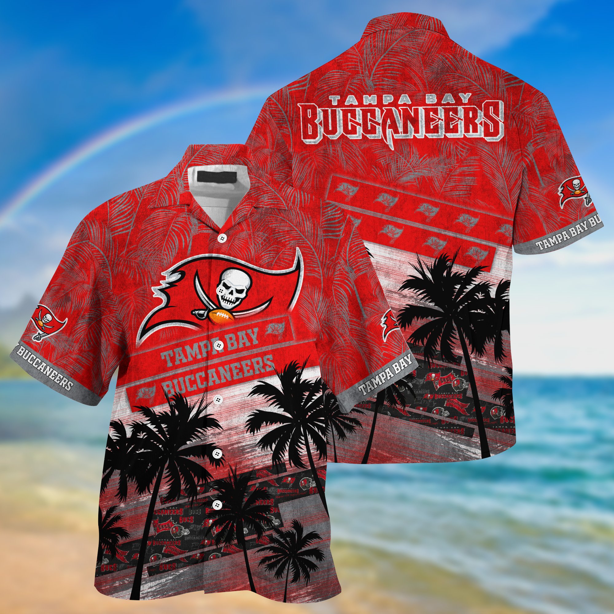 Tampa Bay Buccaneers Palm Tree Pattern Hawaii Shirt For Sports Fans, Custom Sport Hawaii Shirt NA32896