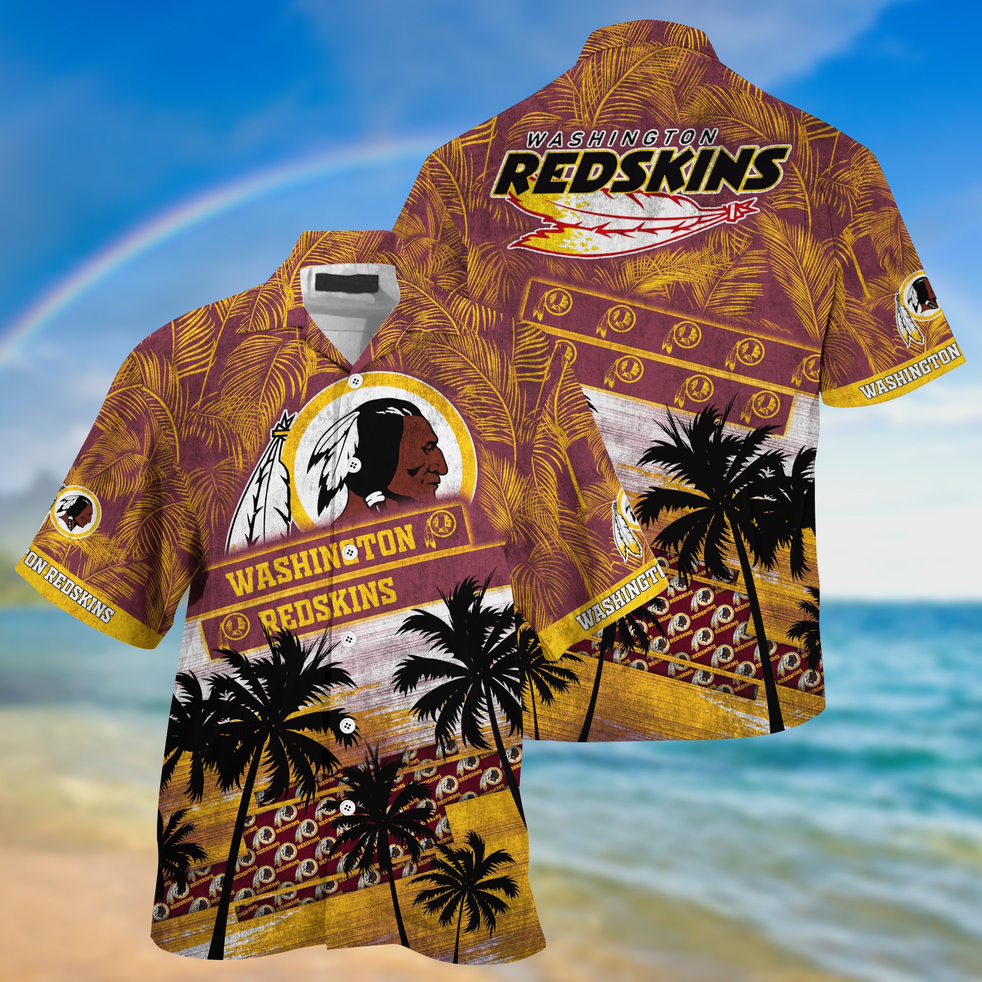 Washington Redskins Palm Tree Pattern Hawaii Shirt For Sports Fans, Custom Sport Hawaii Shirt NA32896