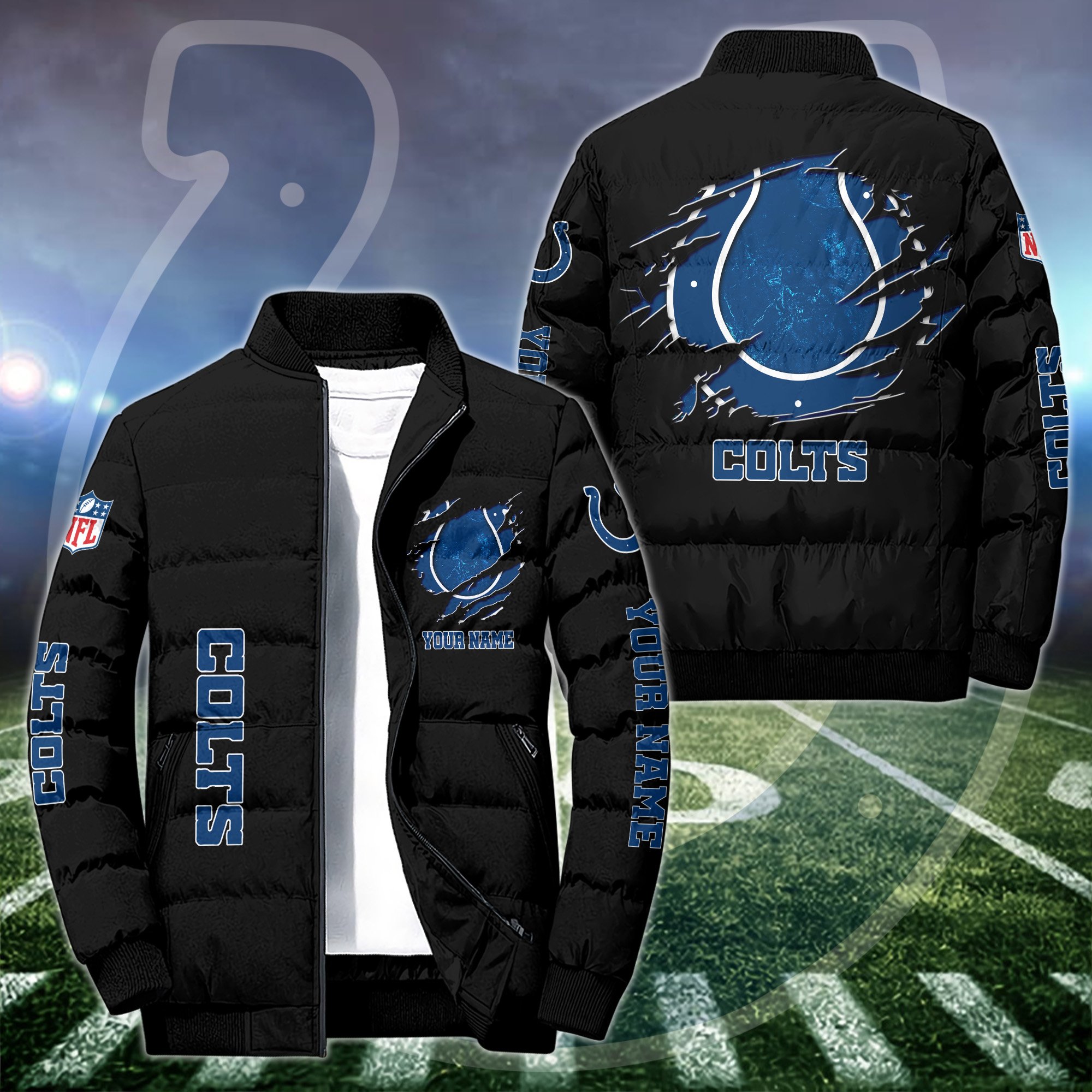 Indianapolis Colts Puffer Jacket Custom Your Name 2024 version, Sport Jacket, FootBall Fan Gifts EHIVM-52636