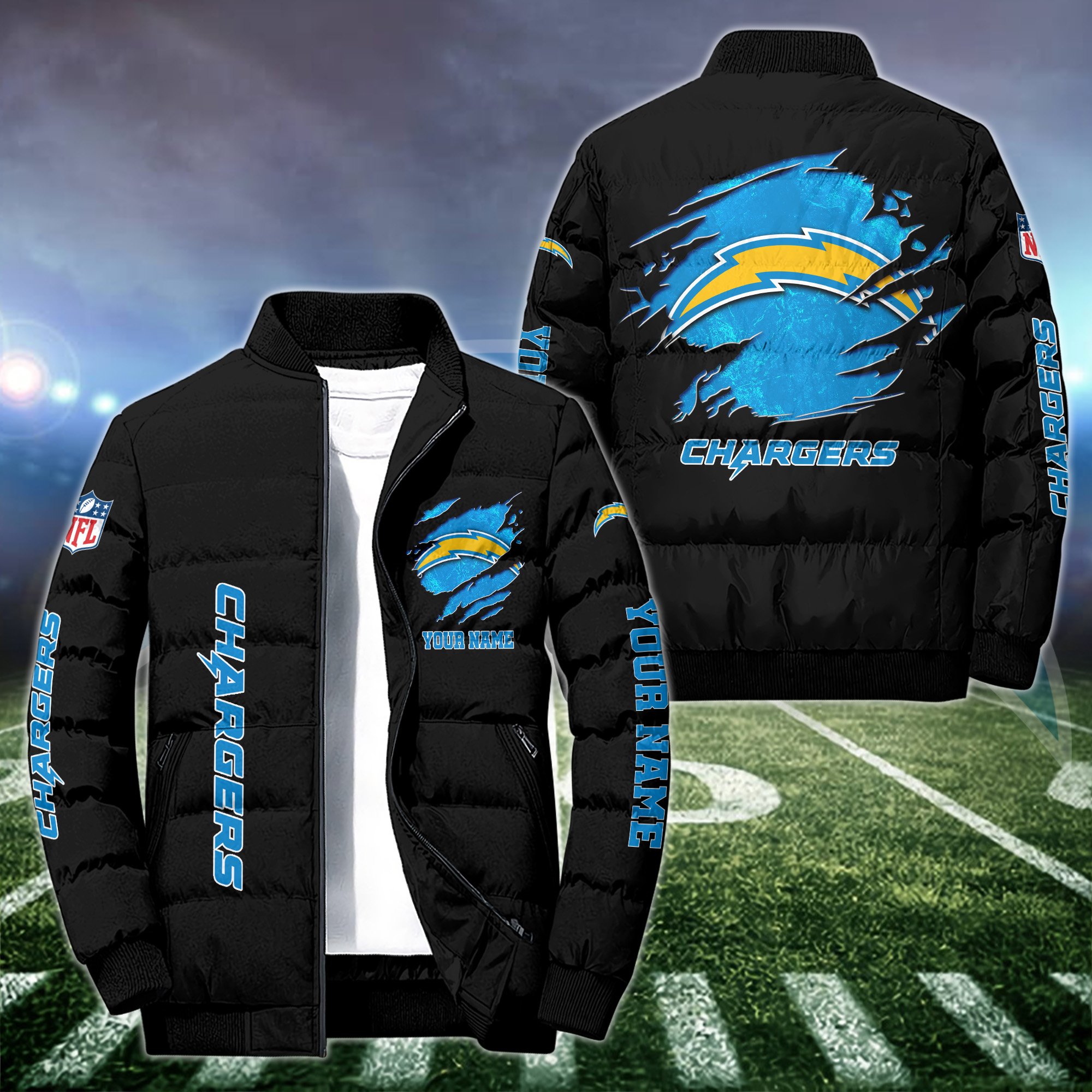 Los Angeles Chargers Puffer Jacket Custom Your Name 2024 version, Sport Jacket, FootBall Fan Gifts EHIVM-52636