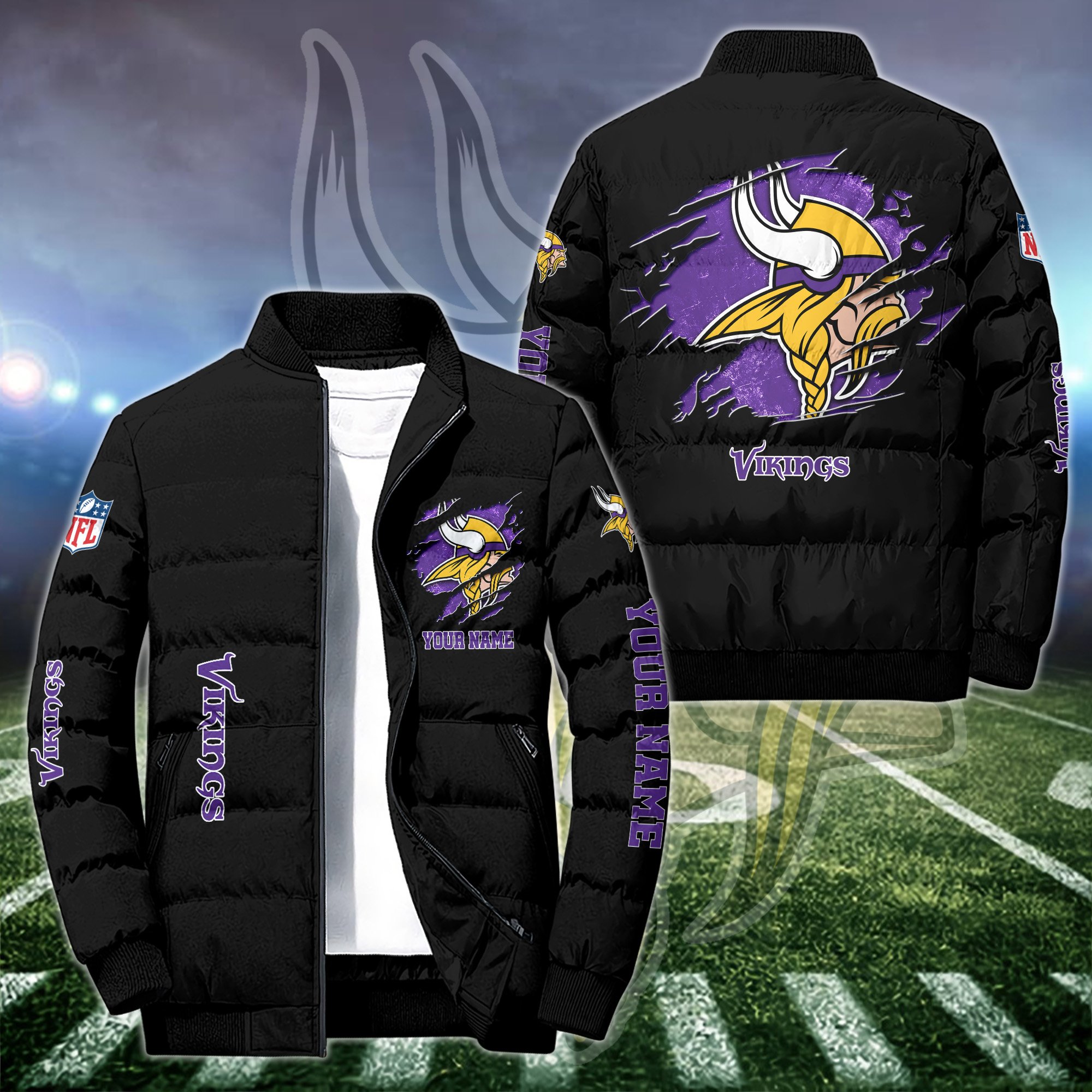 Minnesota Vikings Puffer Jacket Custom Your Name 2024 version, Sport Jacket, FootBall Fan Gifts EHIVM-52636