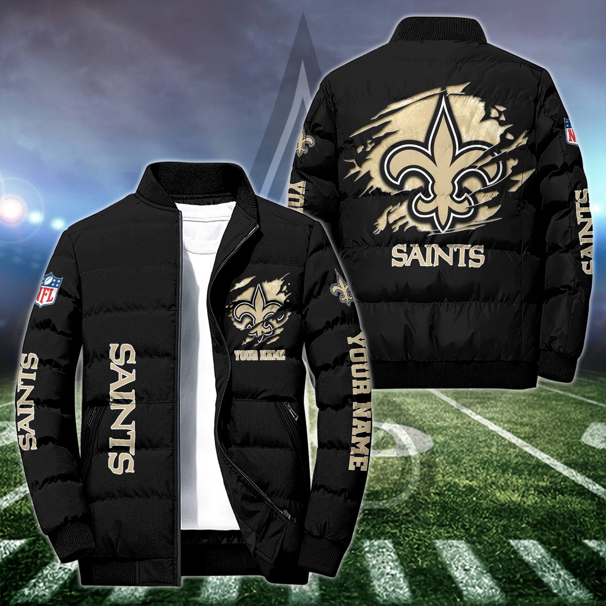 New Orleans Saints Puffer Jacket Custom Your Name 2024 version, Sport Jacket, FootBall Fan Gifts EHIVM-52636