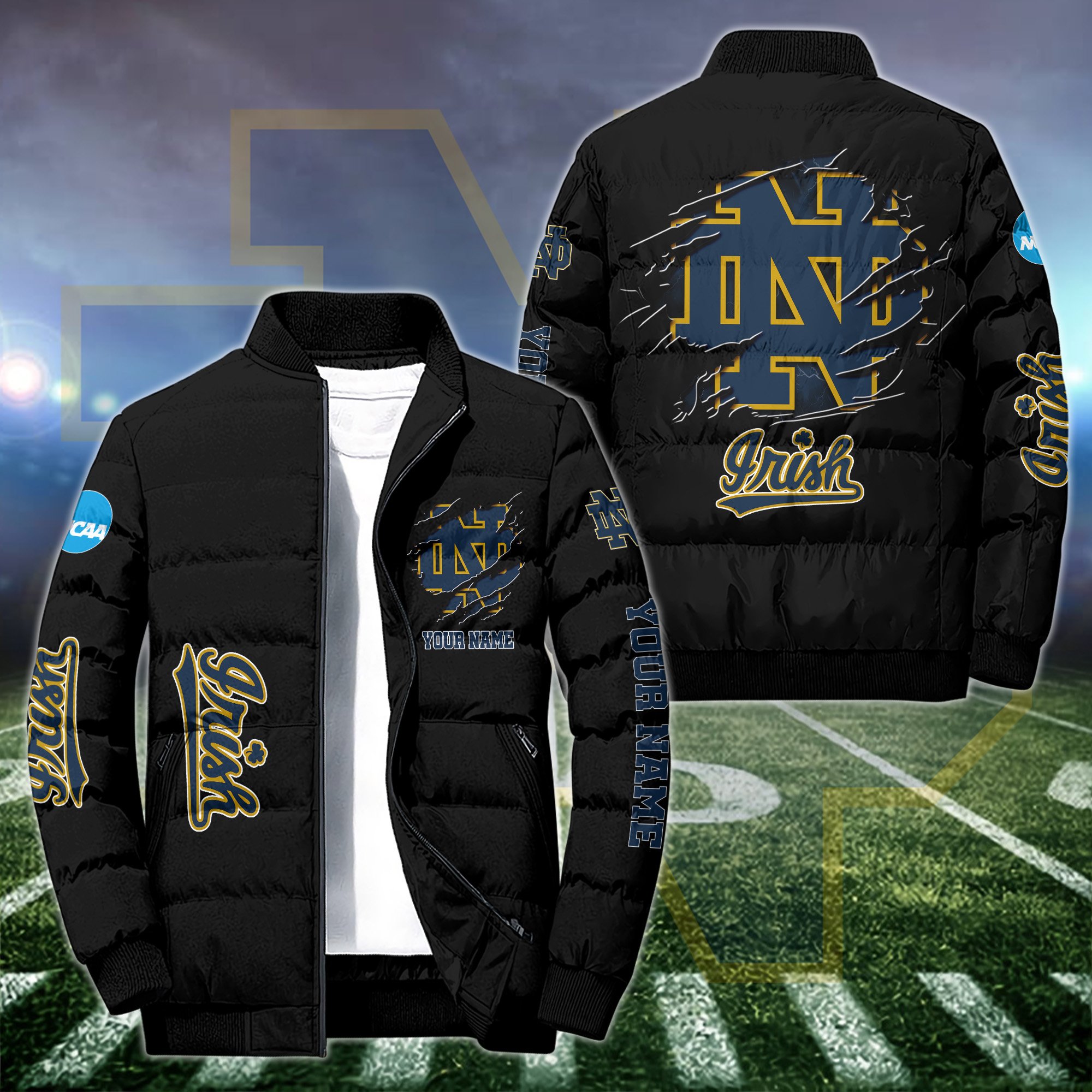 Notre Dame Fighting Irish Puffer Jacket Custom Your Name 2024 version, Sport Jacket, FootBall Fan Gifts EHIVM-52774