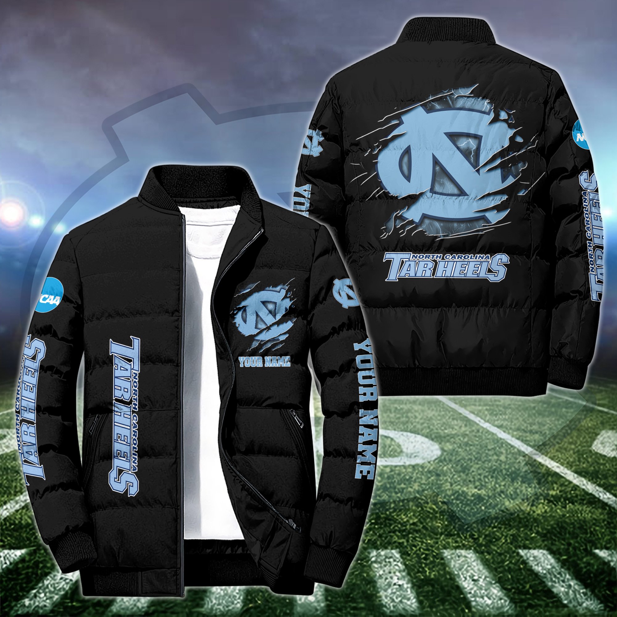 North Carolina Tar Heels Puffer Jacket Custom Your Name 2024 version, Sport Jacket, FootBall Fan Gifts EHIVM-52774