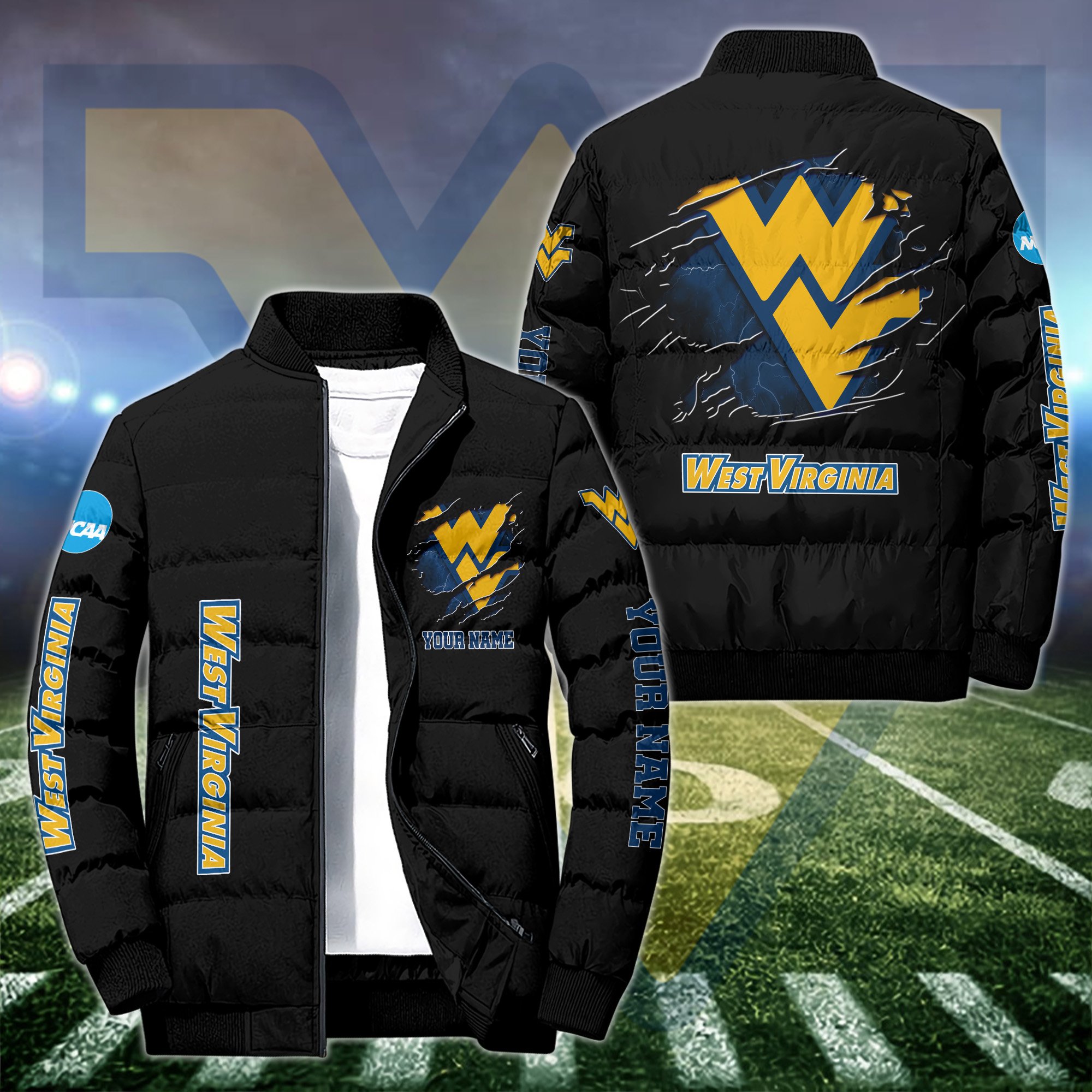 West Virginia Mountaineers Puffer Jacket Custom Your Name 2024 version, Sport Jacket, FootBall Fan Gifts EHIVM-52774