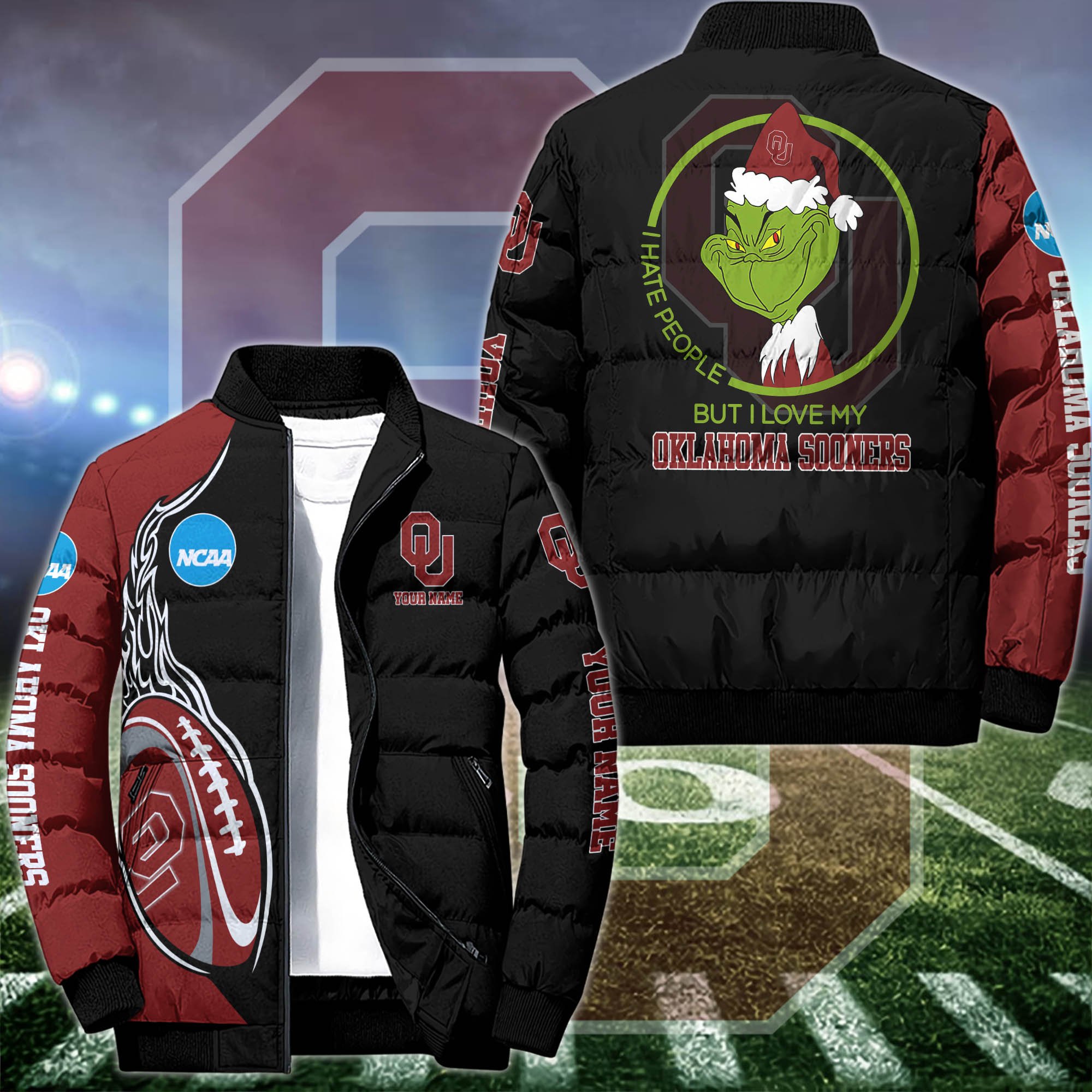 Oklahoma Sooners Puffer Jacket Custom Your Name 2024 version, Sport Jacket, FootBall Fan Gifts EHIVM-52943