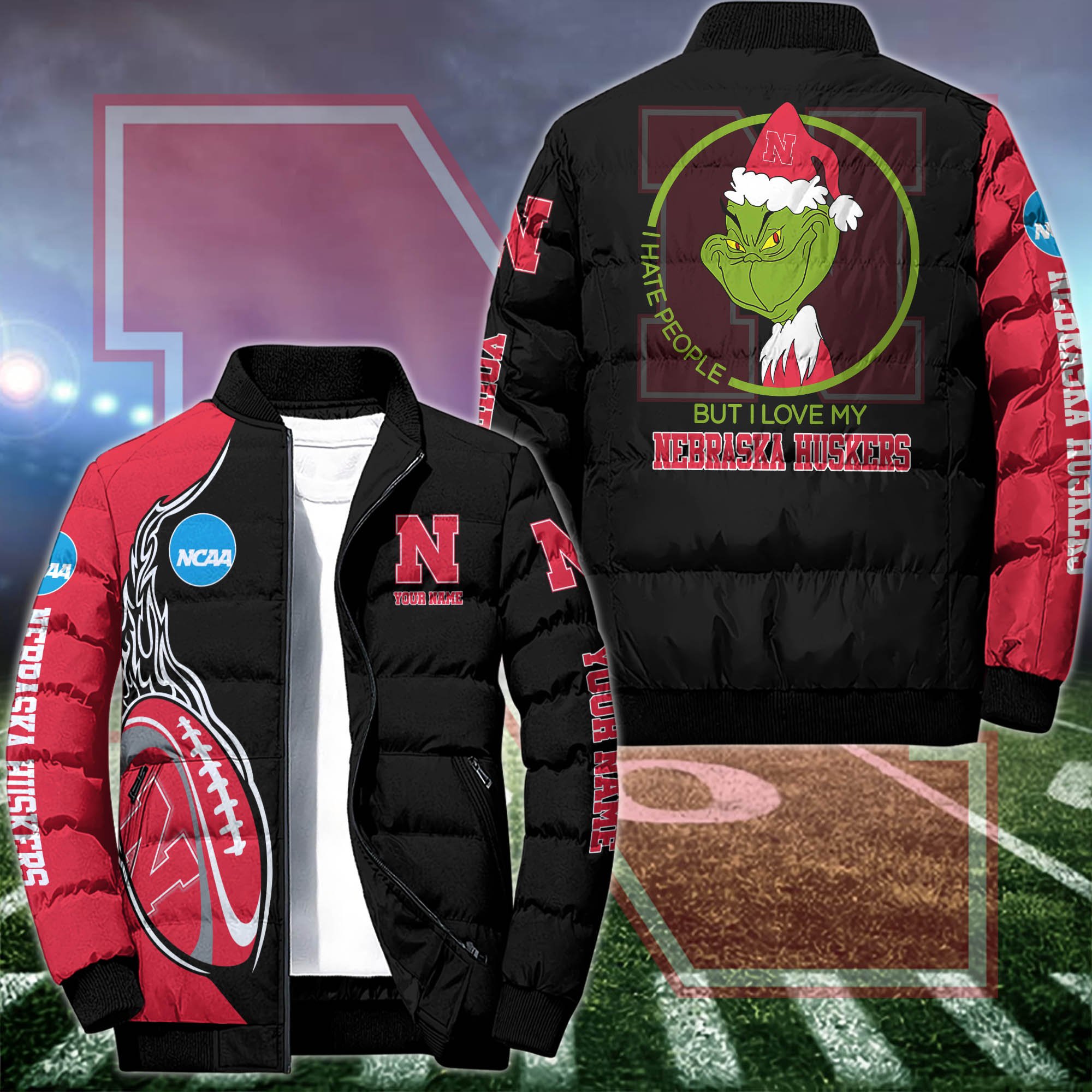 Nebraska Cornhuskers Puffer Jacket Custom Your Name 2024 version, Sport Jacket, FootBall Fan Gifts EHIVM-52943