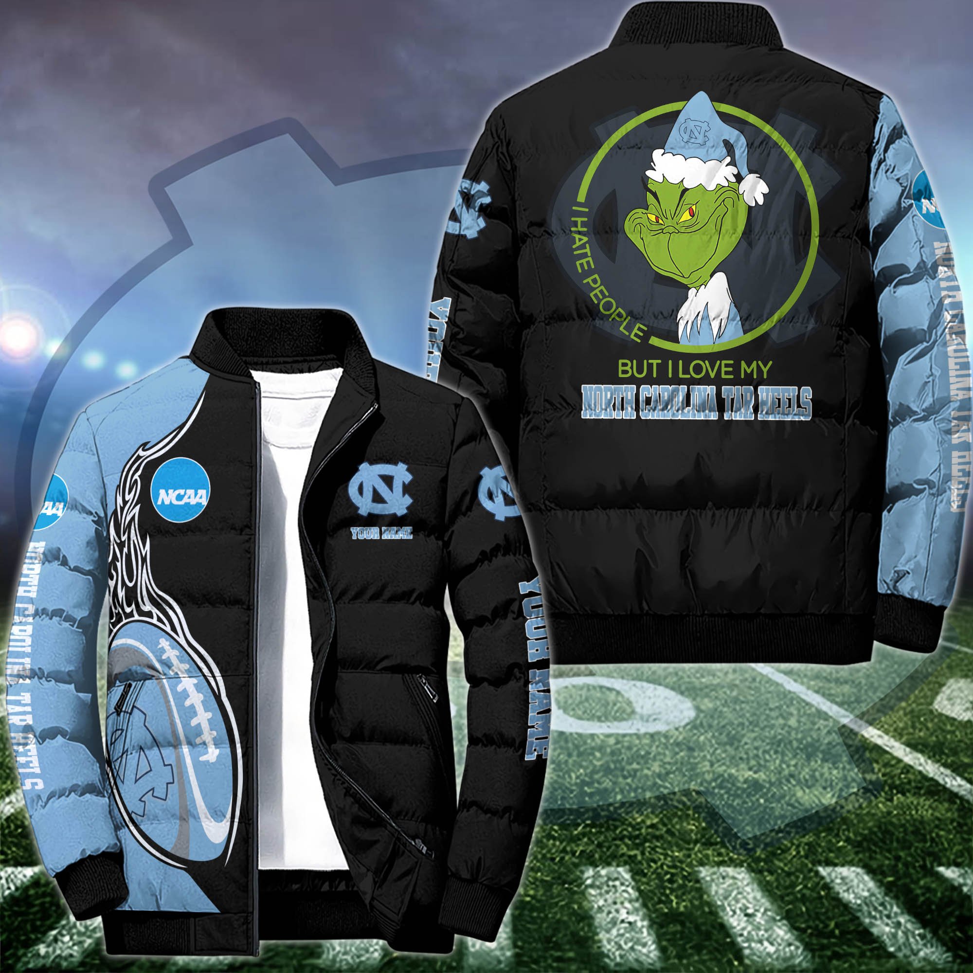 North Carolina Tar Heels Puffer Jacket Custom Your Name 2024 version, Sport Jacket, FootBall Fan Gifts EHIVM-52943