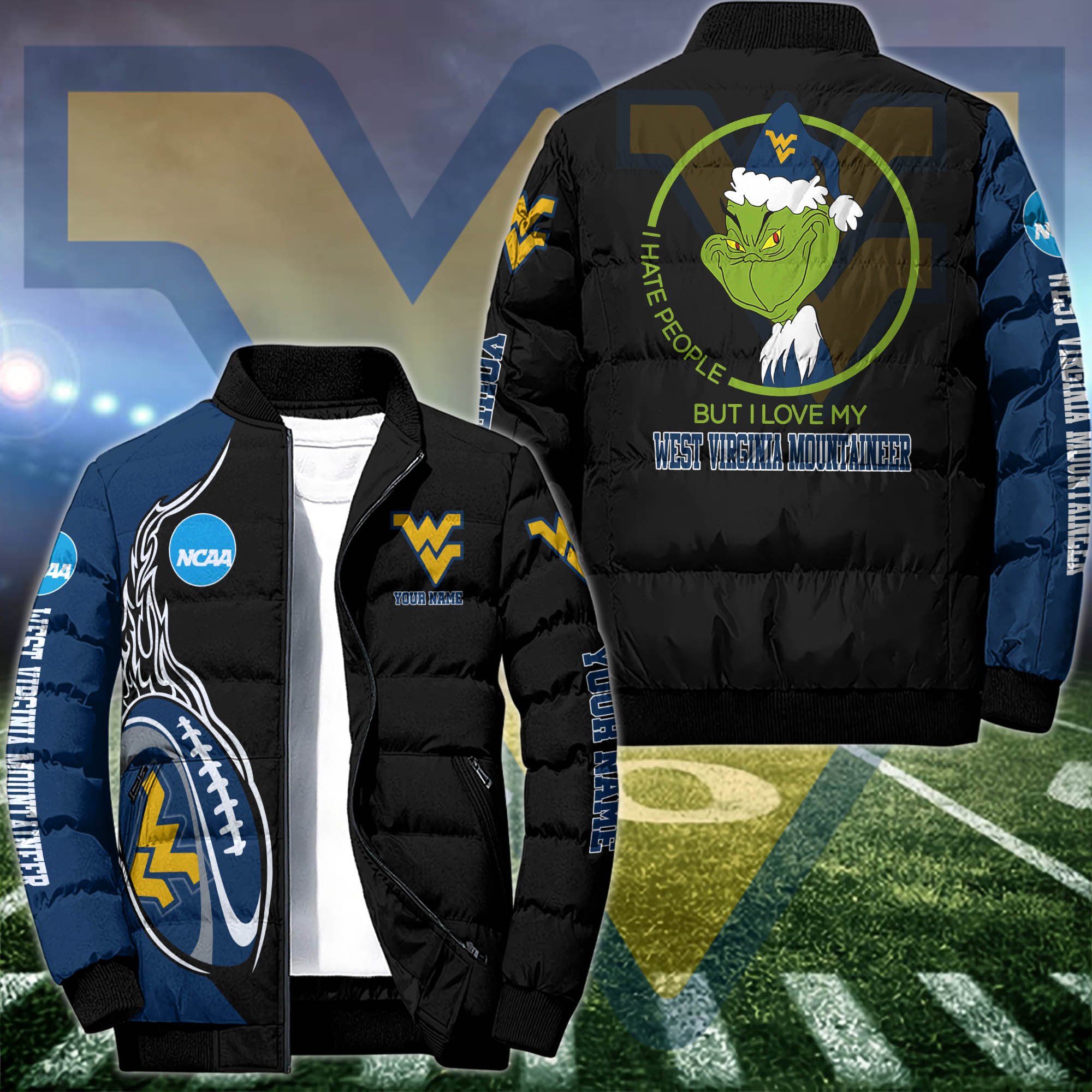 West Virginia Mountaineers Puffer Jacket Custom Your Name 2024 version, Sport Jacket, FootBall Fan Gifts EHIVM-52943