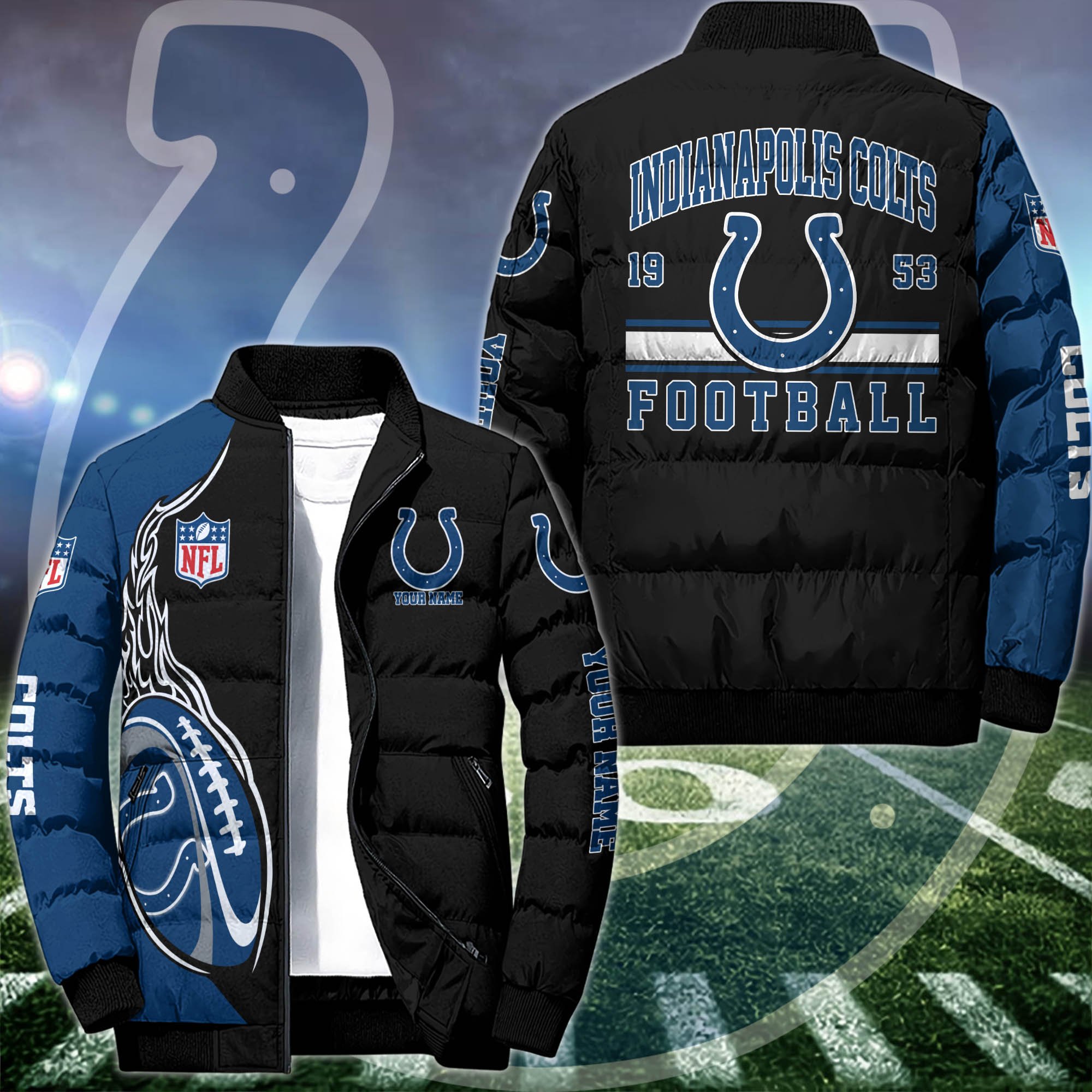 Indianapolis Colts Puffer Jacket Custom Your Name 2024 version, Sport Jacket, FootBall Fan Gifts  EHIVM-52989