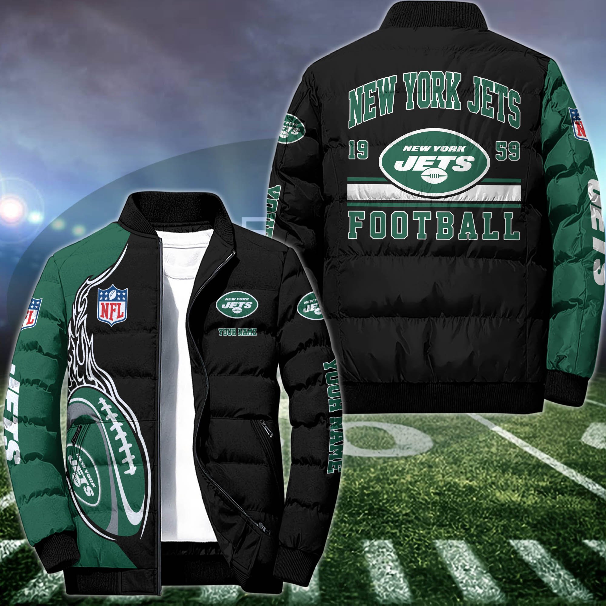 New York Jets Puffer Jacket Custom Your Name 2024 version, Sport Jacket, FootBall Fan Gifts  EHIVM-52989