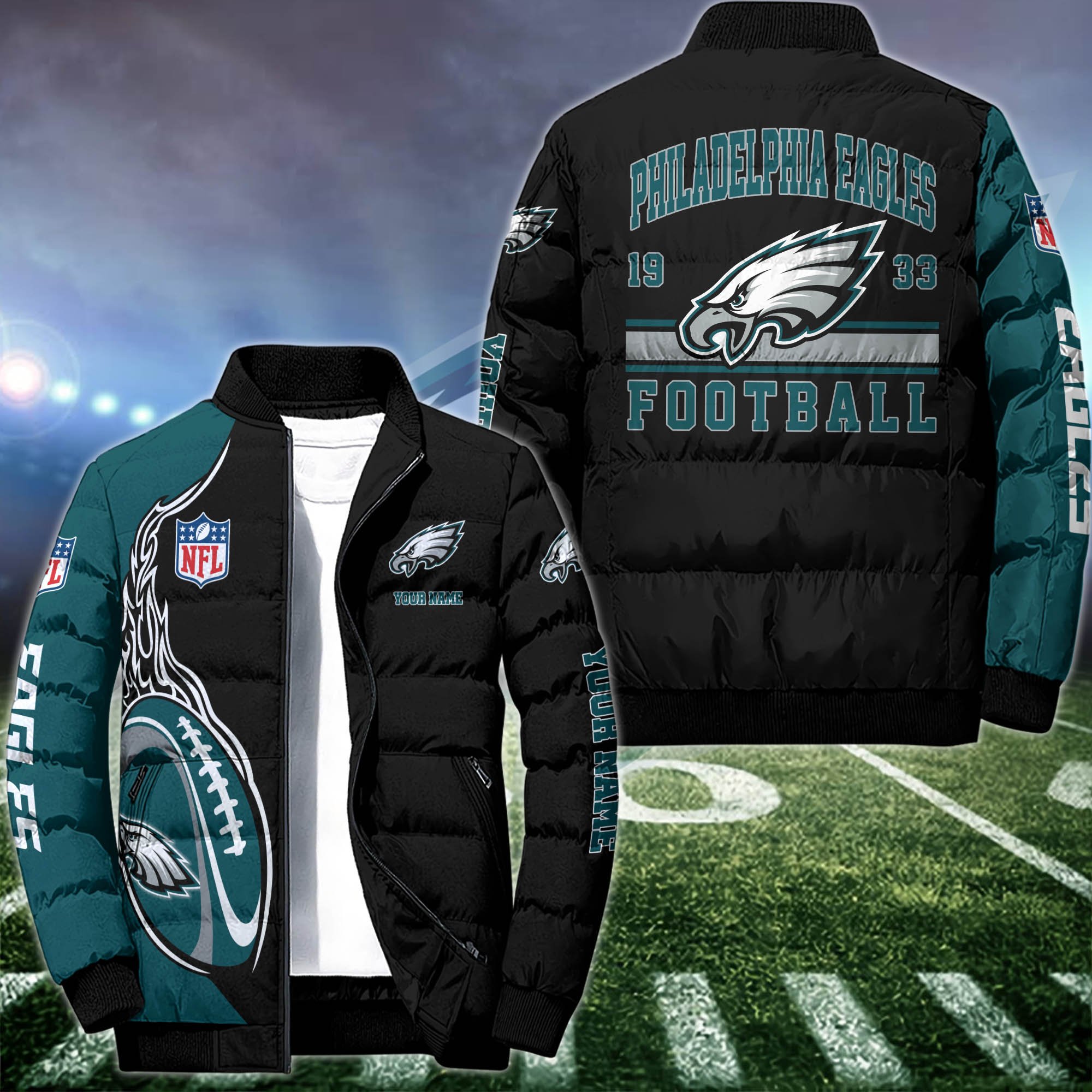 Philadelphia Eagles Puffer Jacket Custom Your Name 2024 version, Sport Jacket, FootBall Fan Gifts  EHIVM-52989