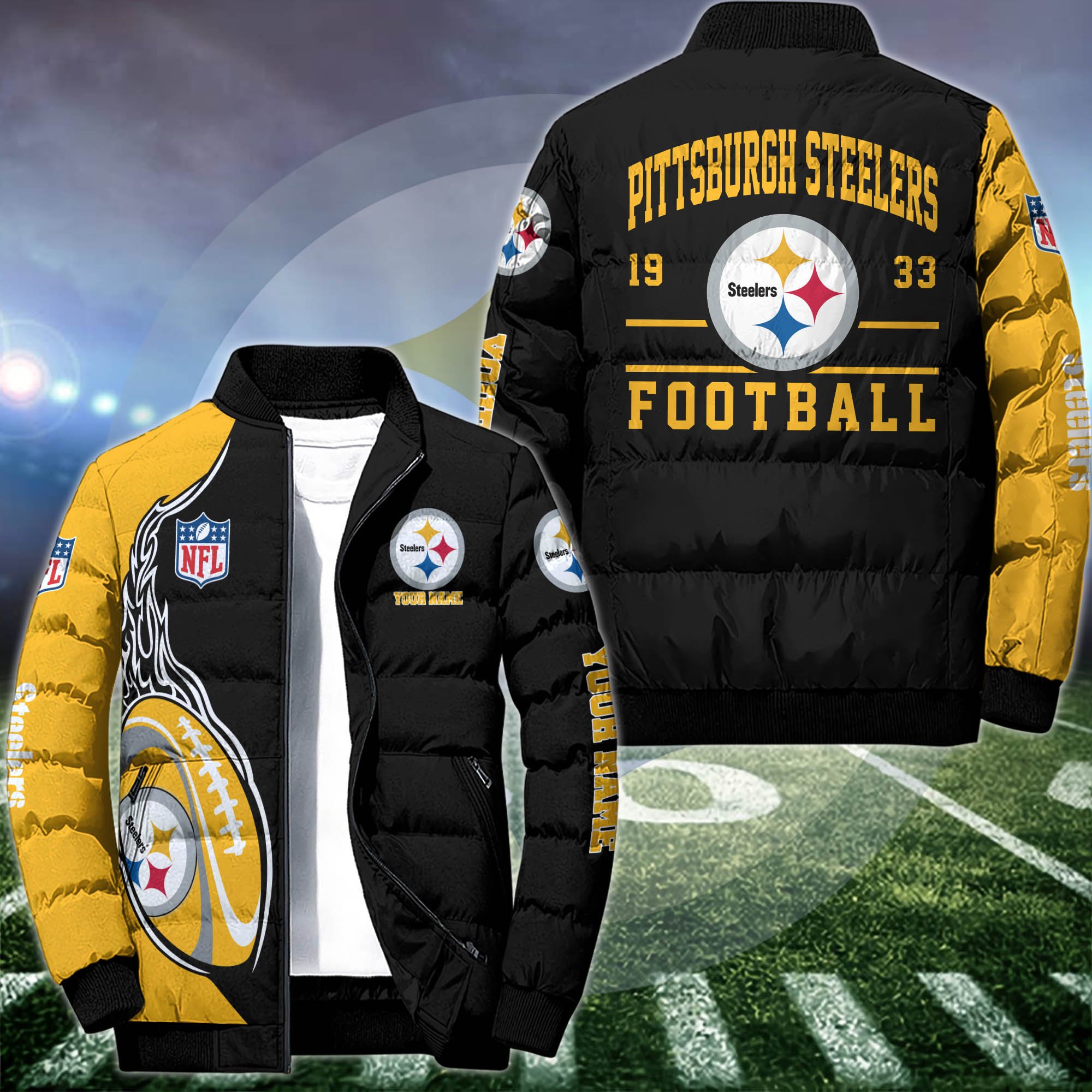 Pittsburgh Steelers Puffer Jacket Custom Your Name 2024 version, Sport Jacket, FootBall Fan Gifts  EHIVM-52989