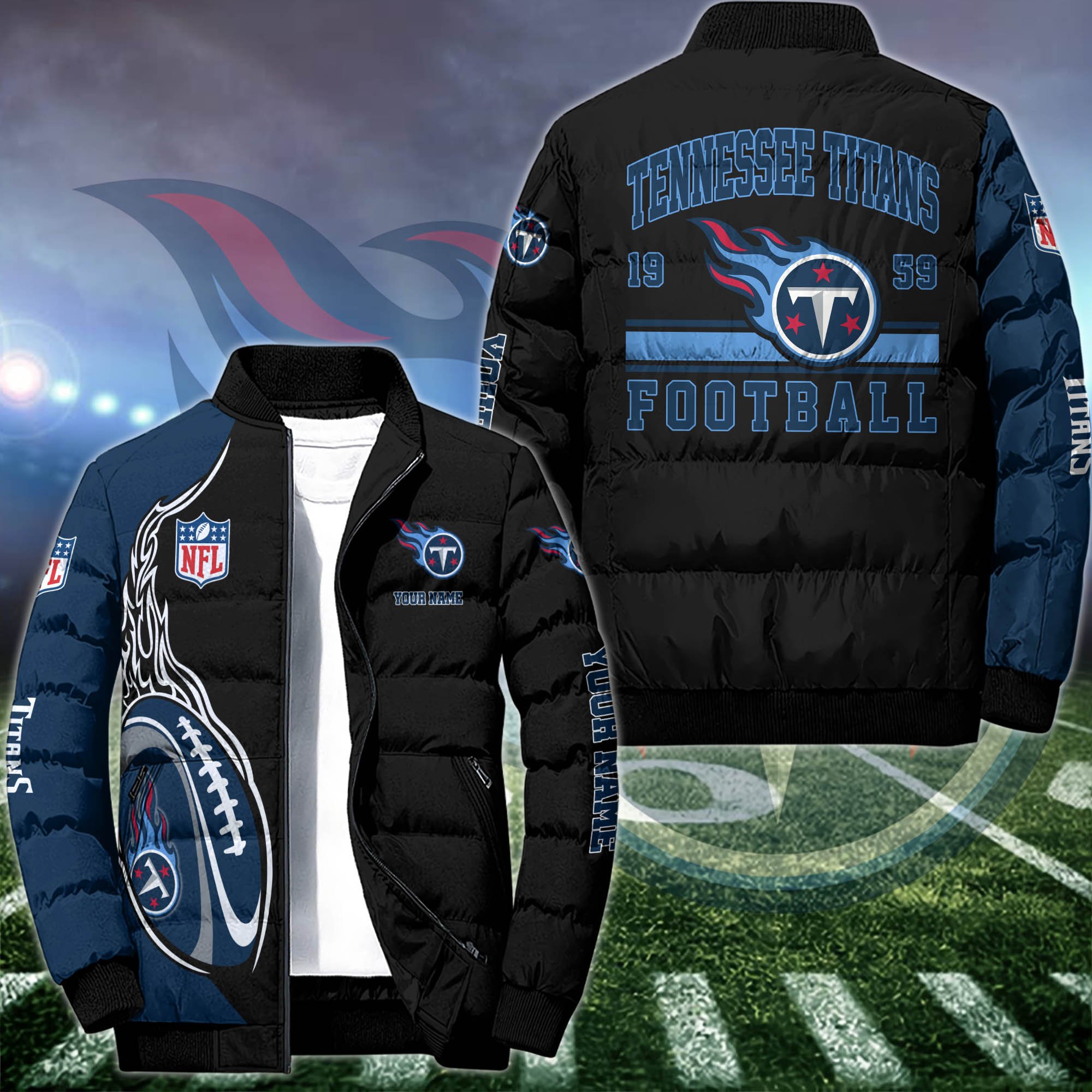 Tennessee Titans Puffer Jacket Custom Your Name 2024 version, Sport Jacket, FootBall Fan Gifts  EHIVM-52989