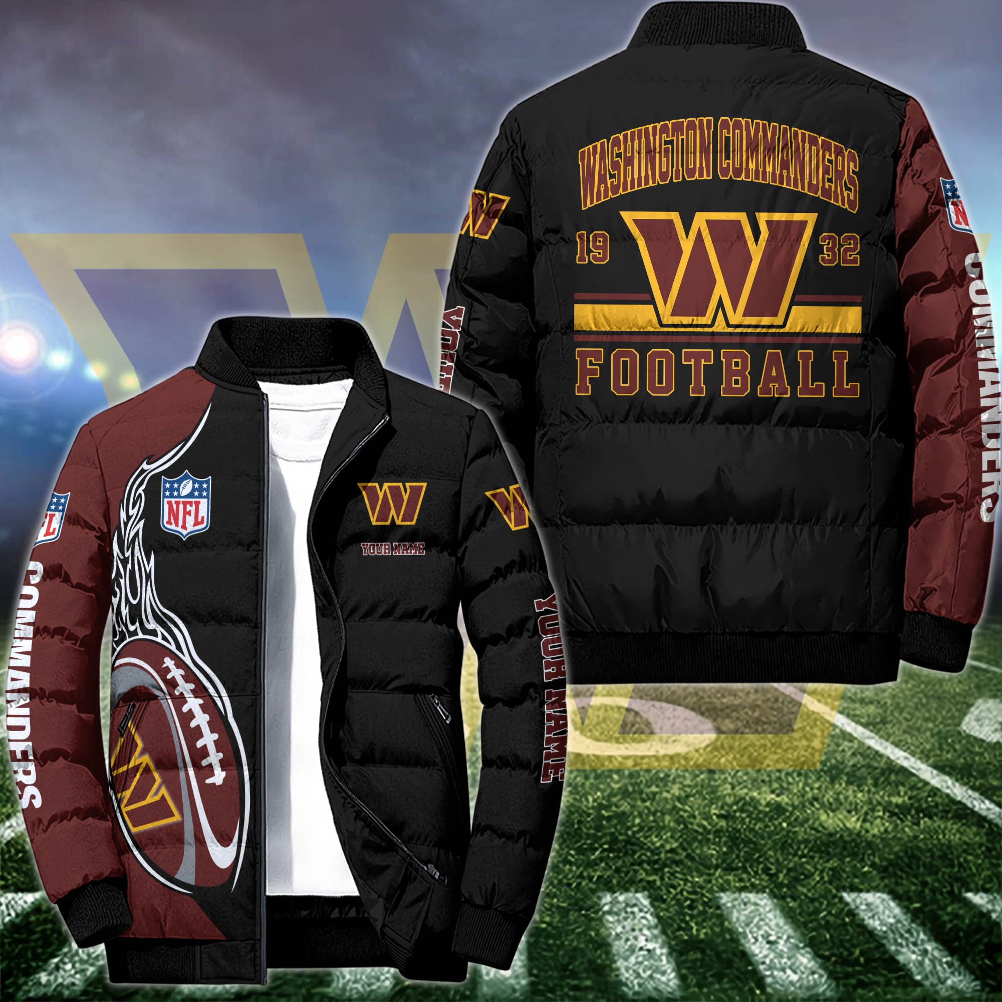 Washington Commanders Puffer Jacket Custom Your Name 2024 version, Sport Jacket, FootBall Fan Gifts  EHIVM-52989