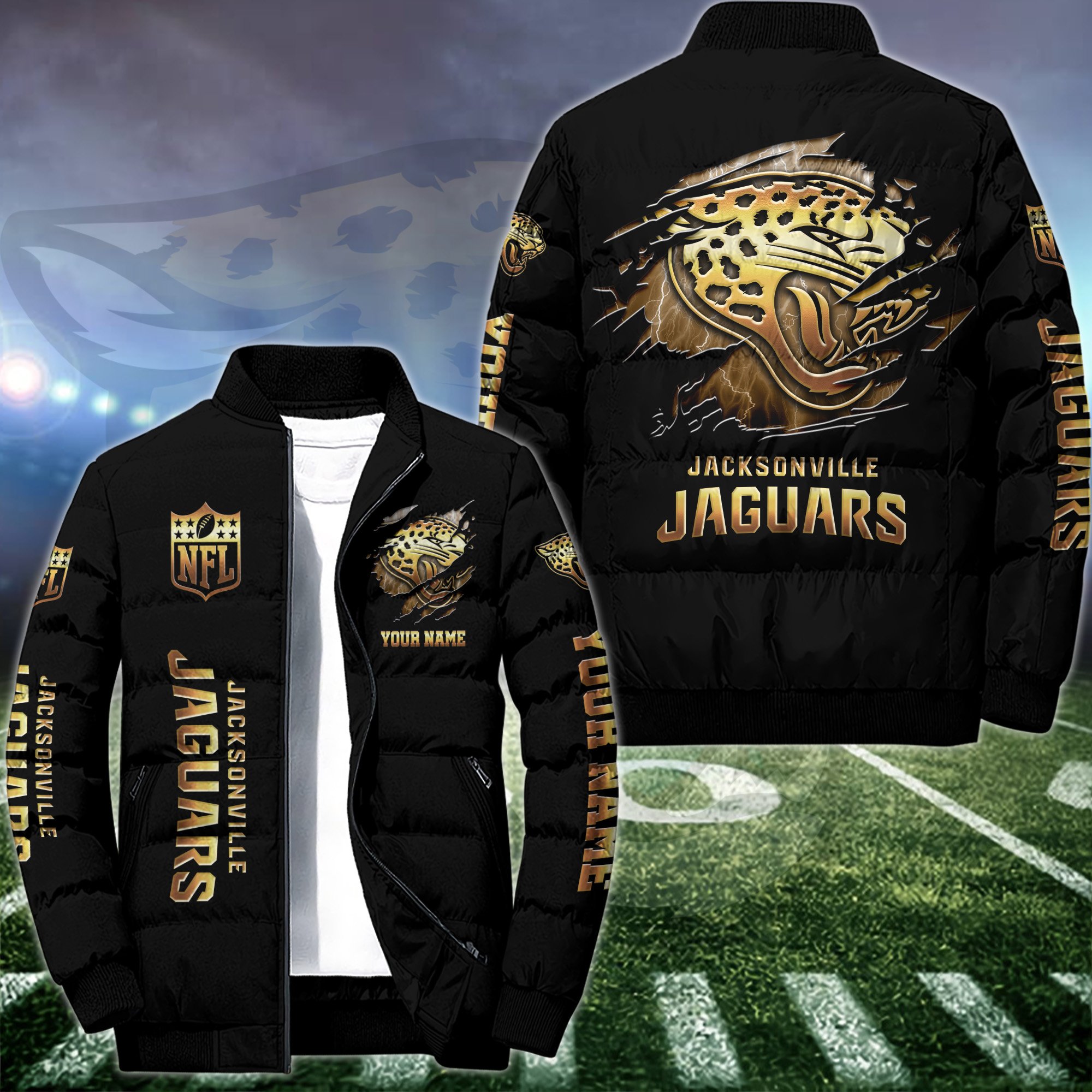 Jacksonville Jaguars Puffer Jacket Custom Your Name 2024 version, Sport Jacket , FootBall Fan Gift EHIVM-52990