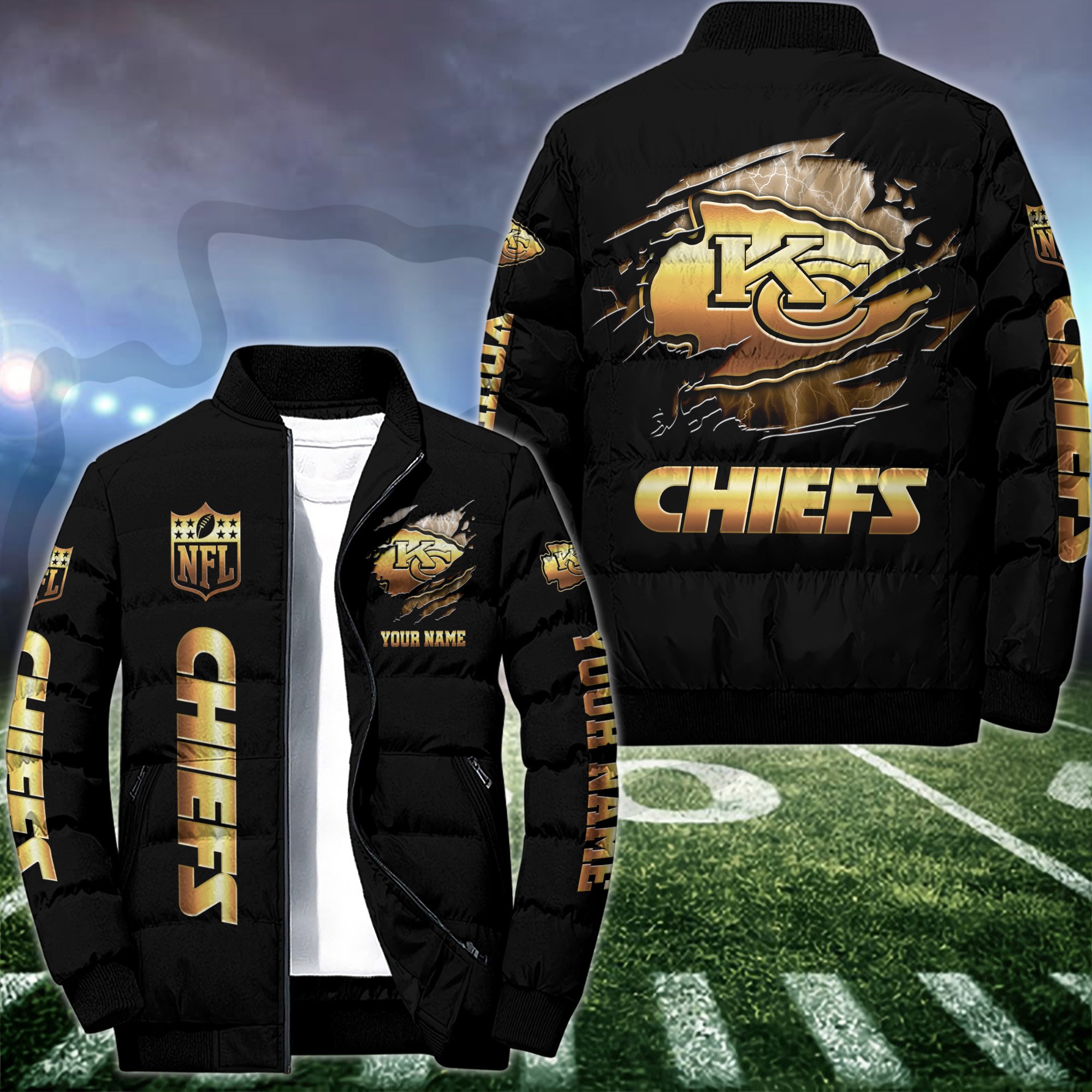 Kansas City Chiefs Puffer Jacket Custom Your Name 2024 version, Sport Jacket , FootBall Fan Gift EHIVM-52990