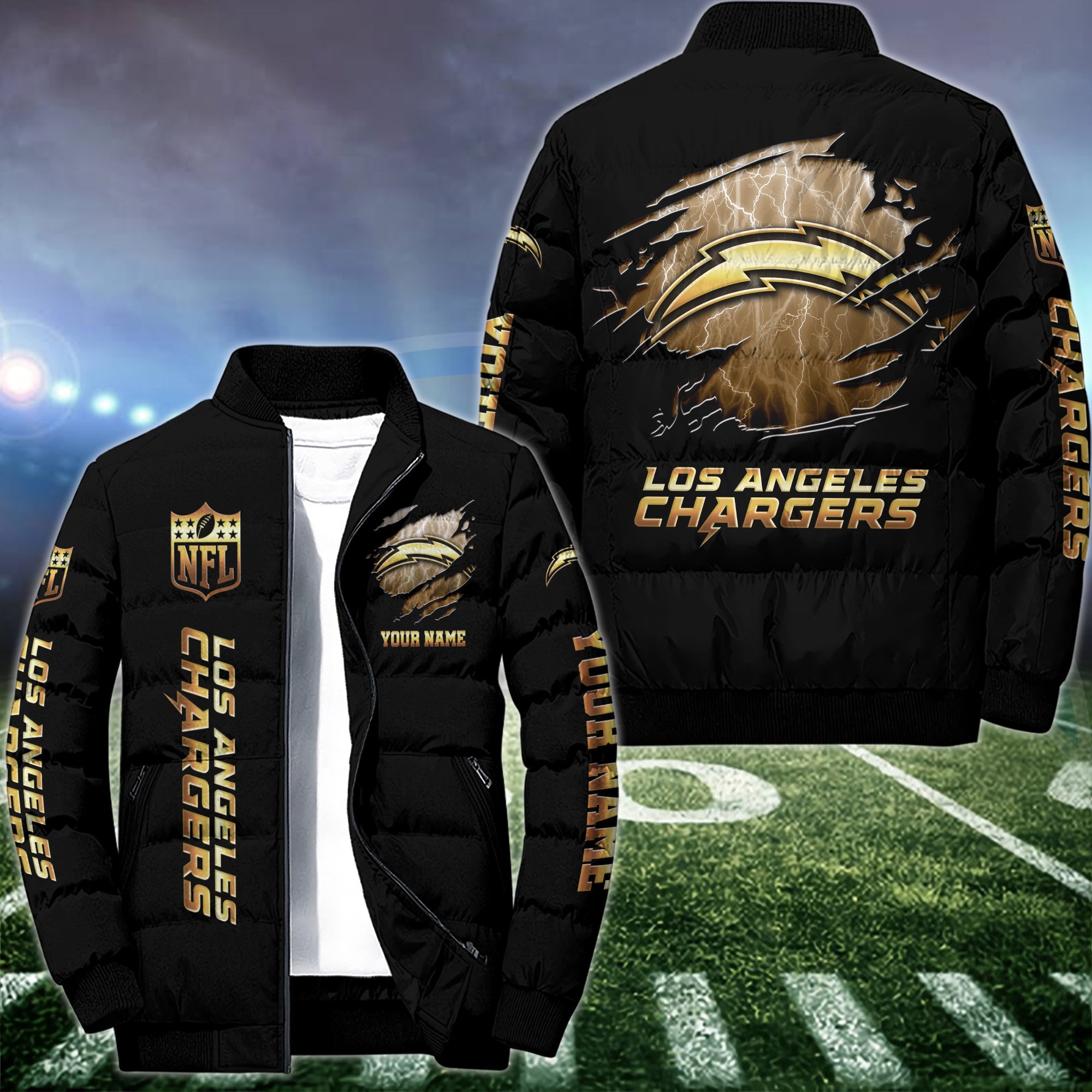 Los Angeles Chargers Puffer Jacket Custom Your Name 2024 version, Sport Jacket , FootBall Fan Gift EHIVM-52990