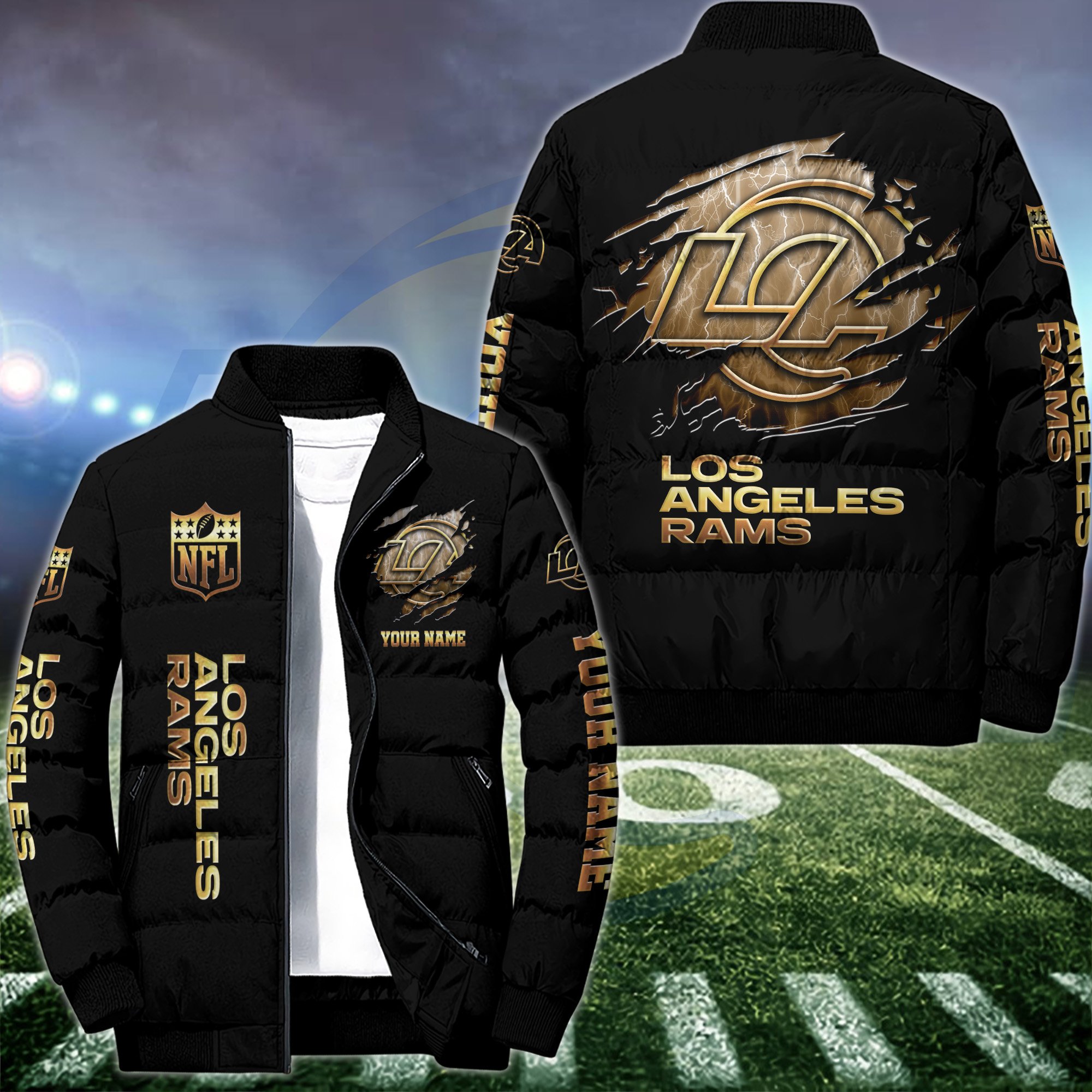 Los Angeles Rams Puffer Jacket Custom Your Name 2024 version, Sport Jacket , FootBall Fan Gift EHIVM-52990