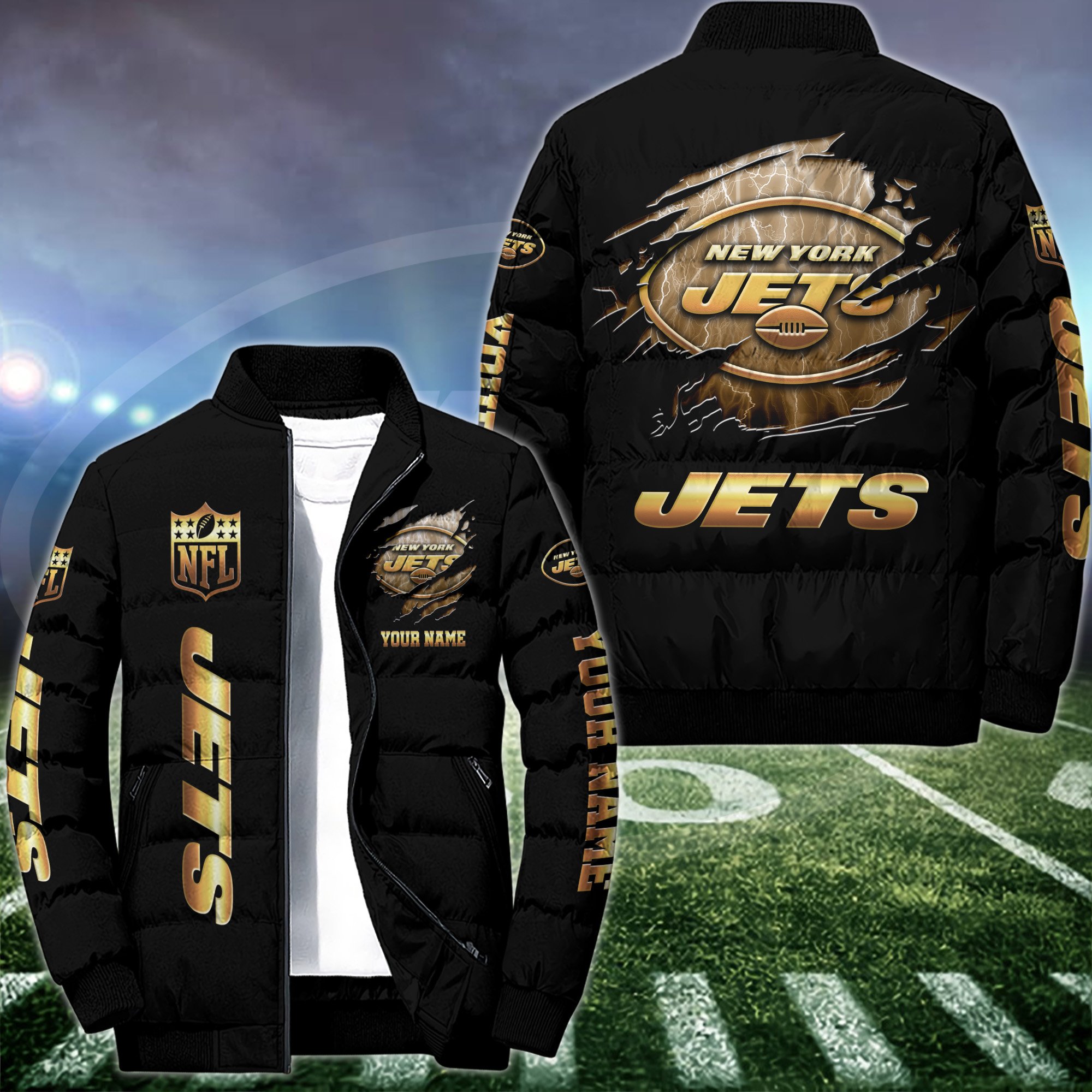 New York Jets Puffer Jacket Custom Your Name 2024 version, Sport Jacket , FootBall Fan Gift EHIVM-52990