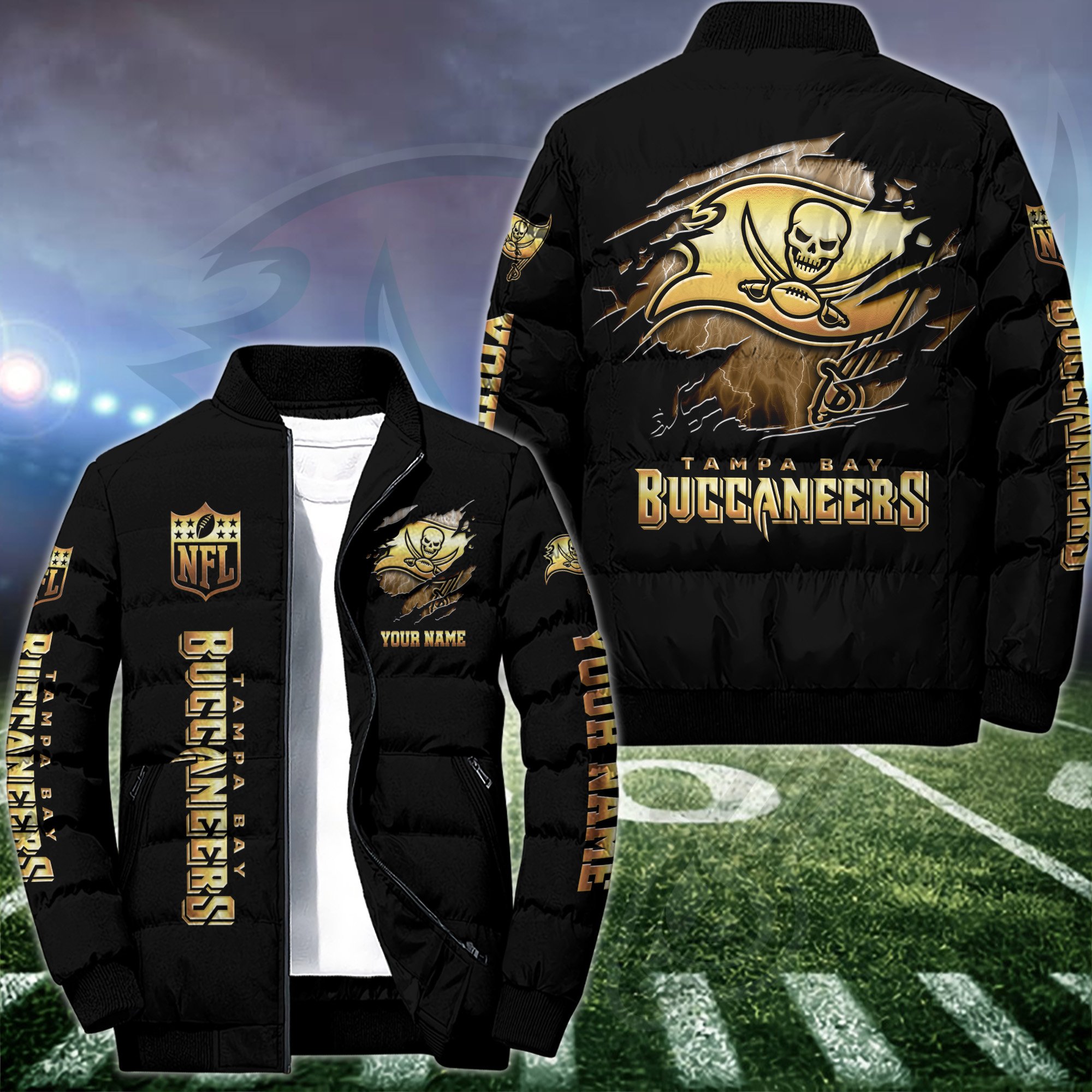 Tampa Bay Buccaneers Puffer Jacket Custom Your Name 2024 version, Sport Jacket , FootBall Fan Gift EHIVM-52990