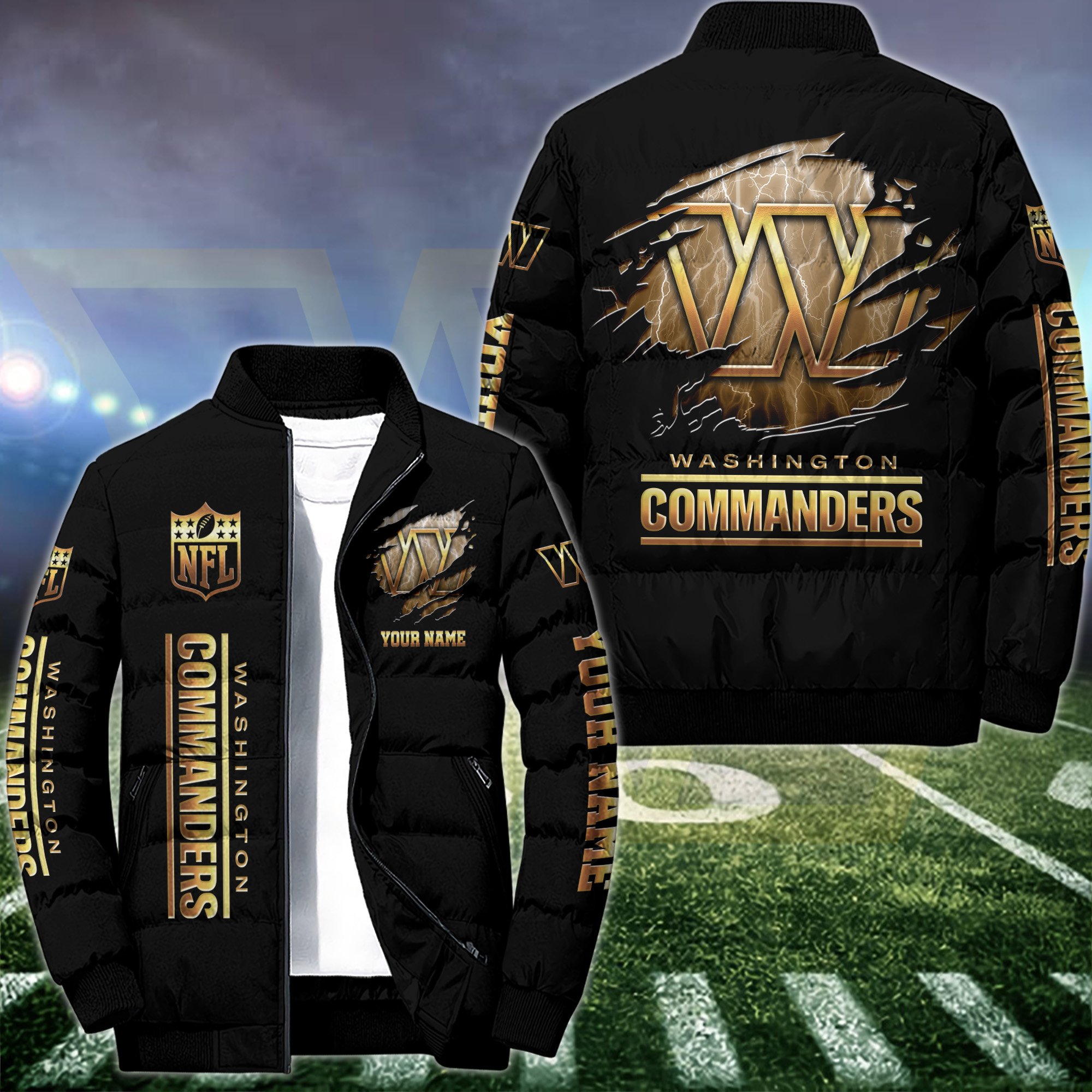 Washington Commanders Puffer Jacket Custom Your Name 2024 version, Sport Jacket , FootBall Fan Gift EHIVM-52990