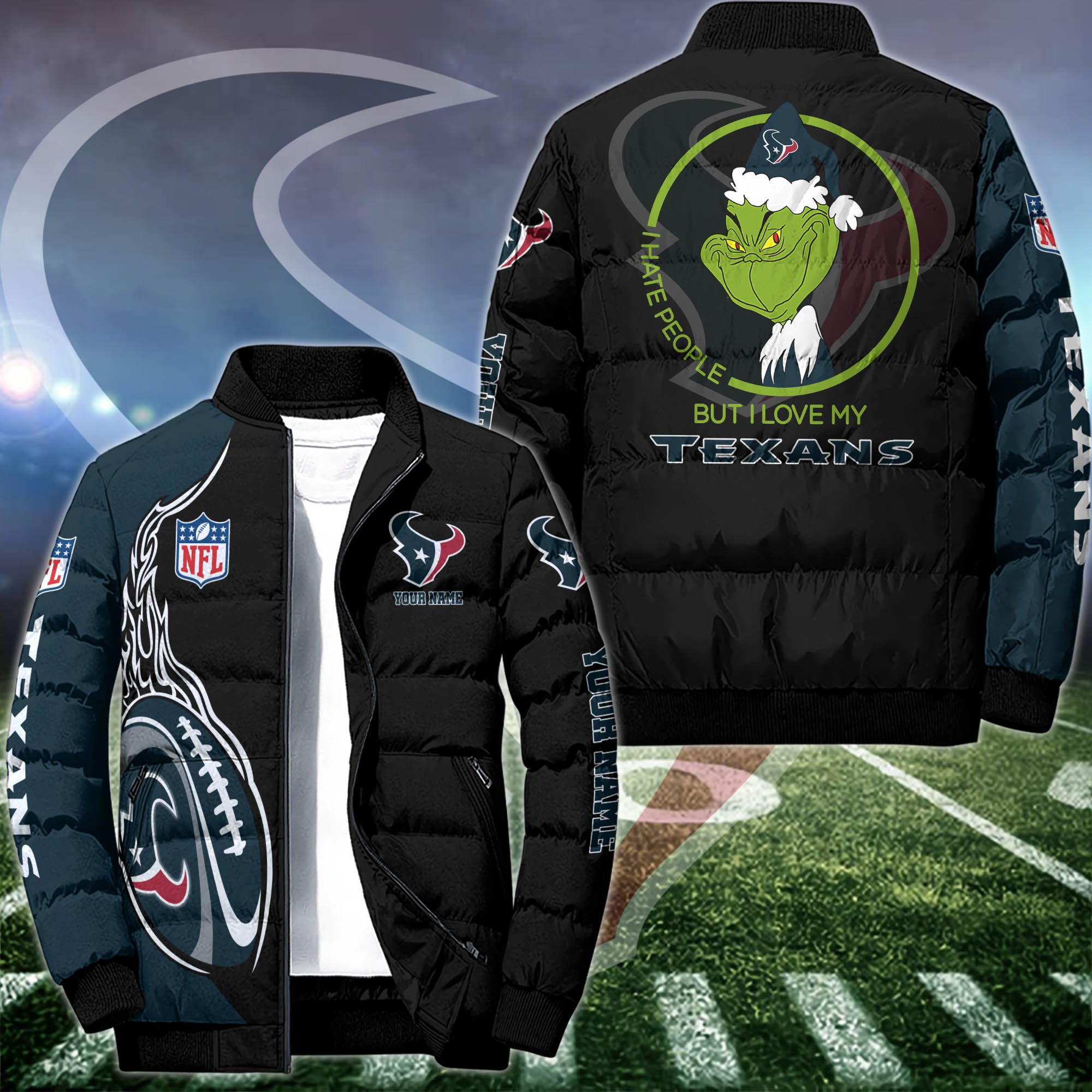 Houston Texans Puffer Jacket Custom Your Name 2024 version, Sport Jacket, FootBall Fan Gifts EHIVM-53002