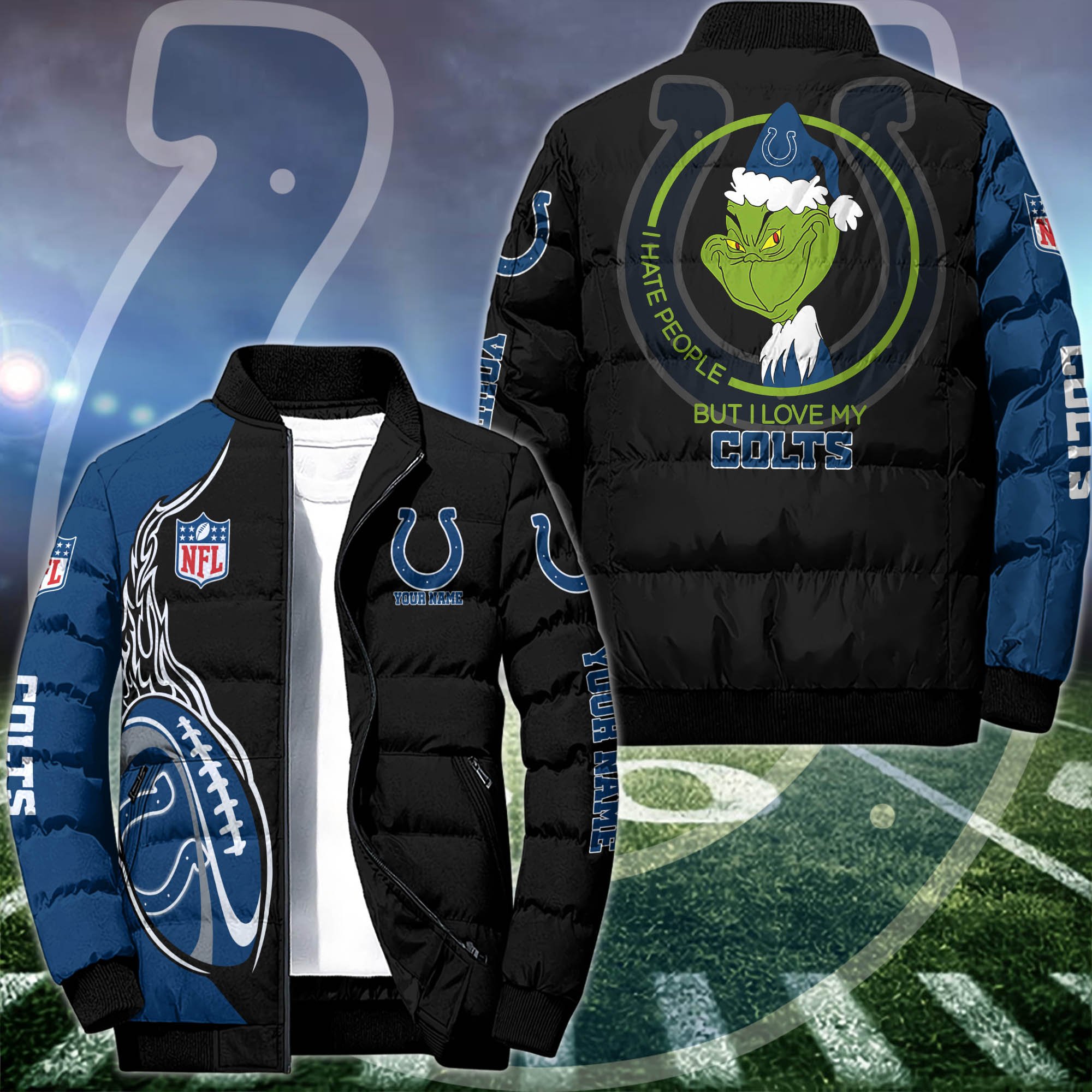 Indianapolis Colts Puffer Jacket Custom Your Name 2024 version, Sport Jacket, FootBall Fan Gifts EHIVM-53002