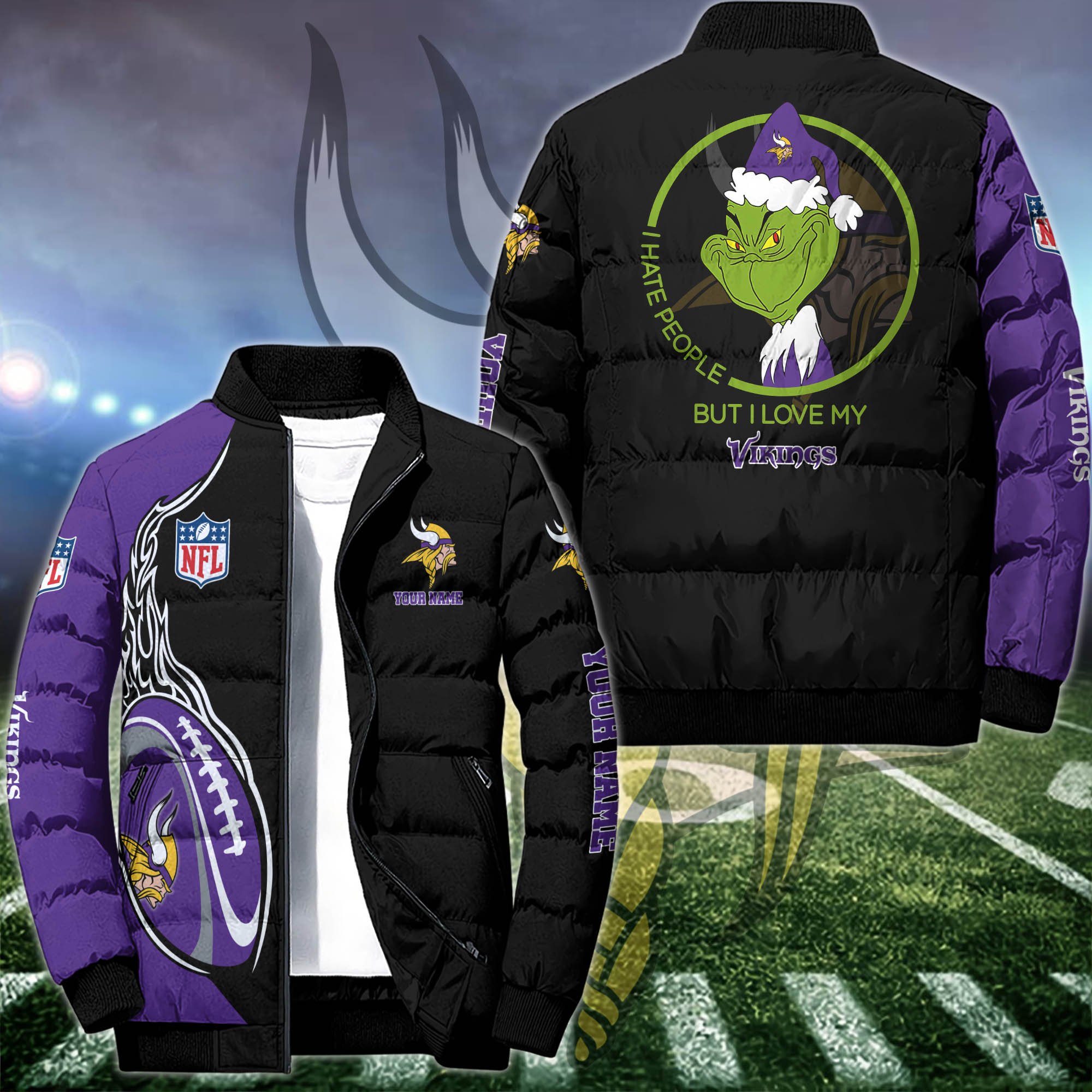 Minnesota Vikings Puffer Jacket Custom Your Name 2024 version, Sport Jacket, FootBall Fan Gifts EHIVM-53002