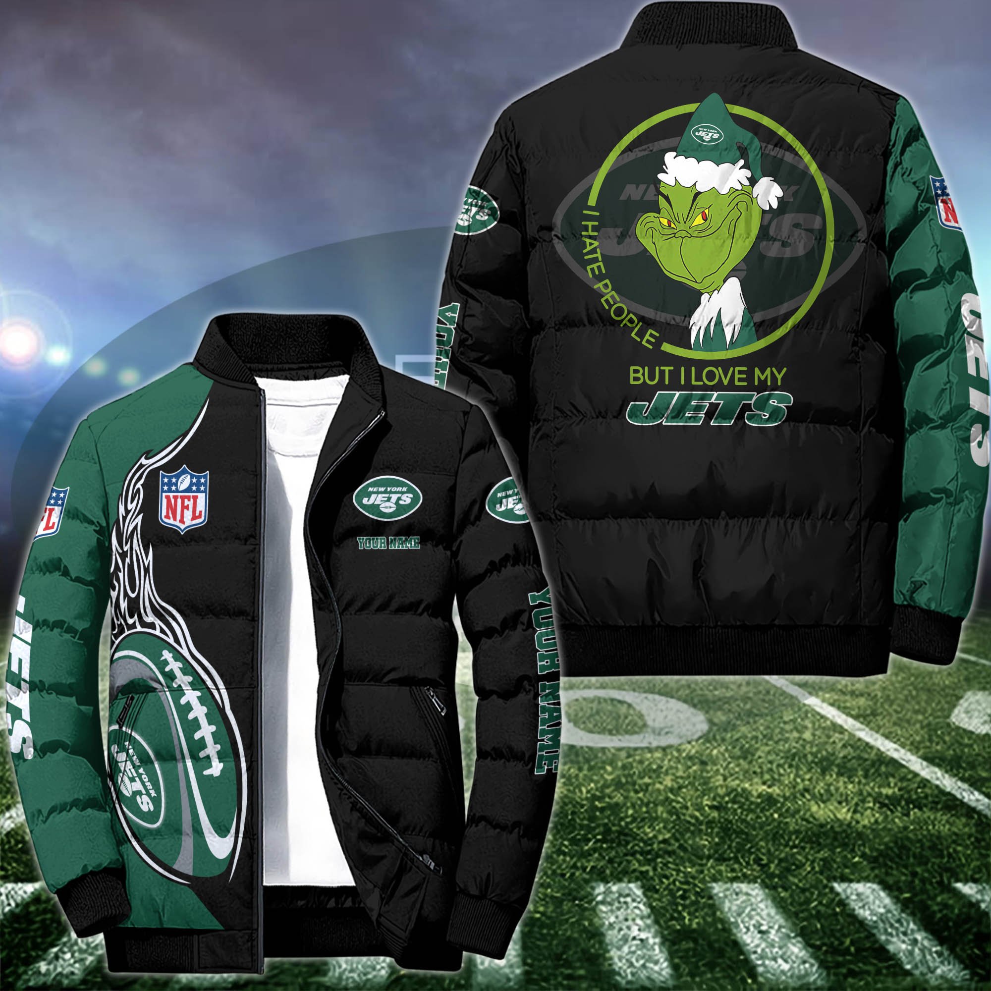 New York Jets Puffer Jacket Custom Your Name 2024 version, Sport Jacket, FootBall Fan Gifts EHIVM-53002