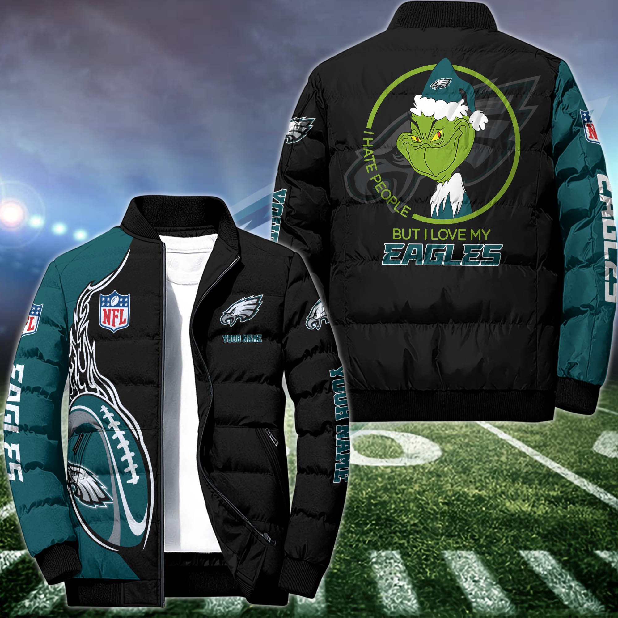 Philadelphia Eagles Puffer Jacket Custom Your Name 2024 version, Sport Jacket, FootBall Fan Gifts EHIVM-53002